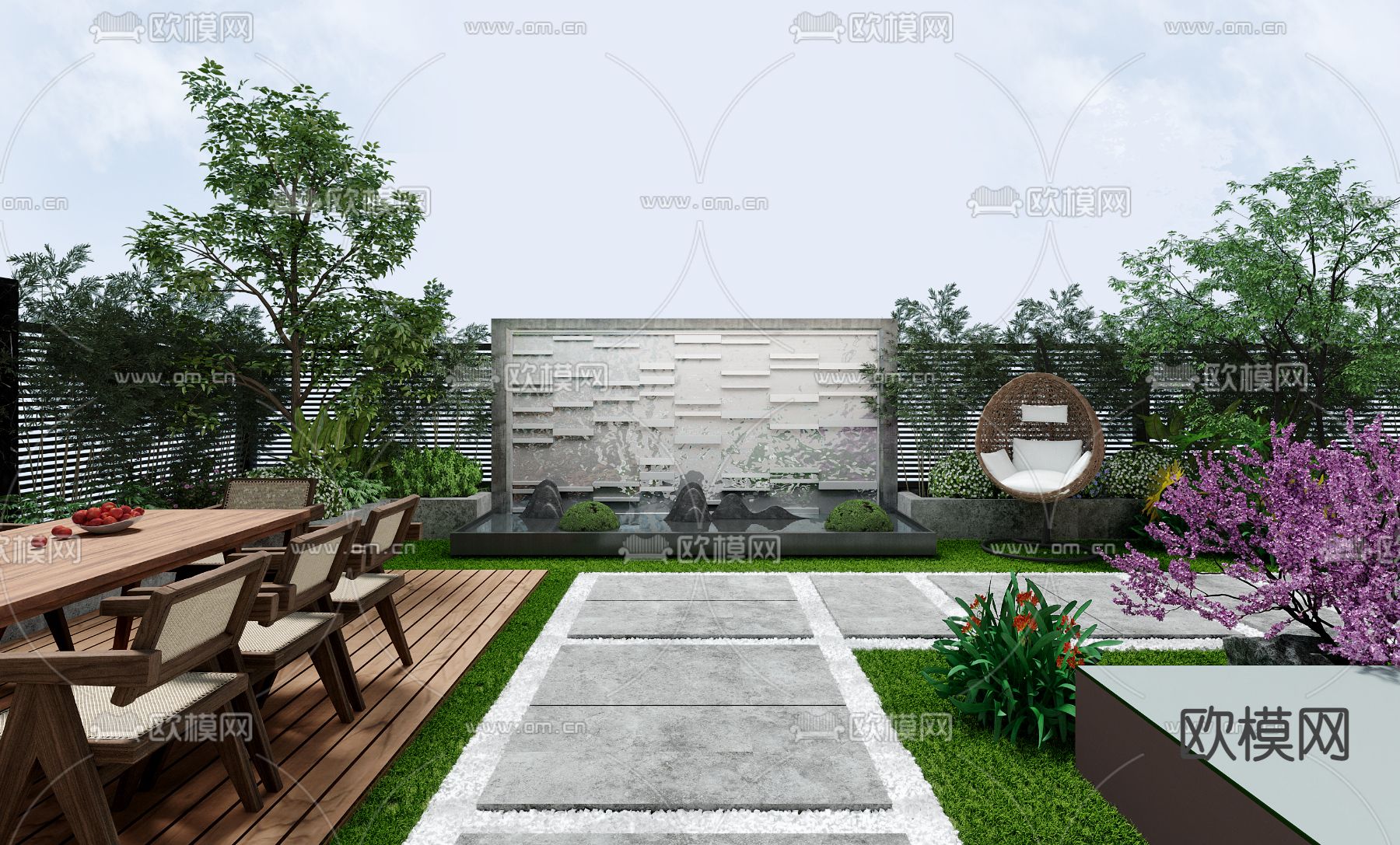 现代阳台露台3d模型下载（渲染图1）