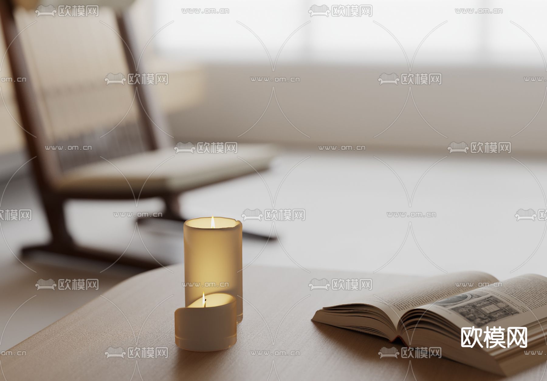 现代蜡烛摆件3d模型
