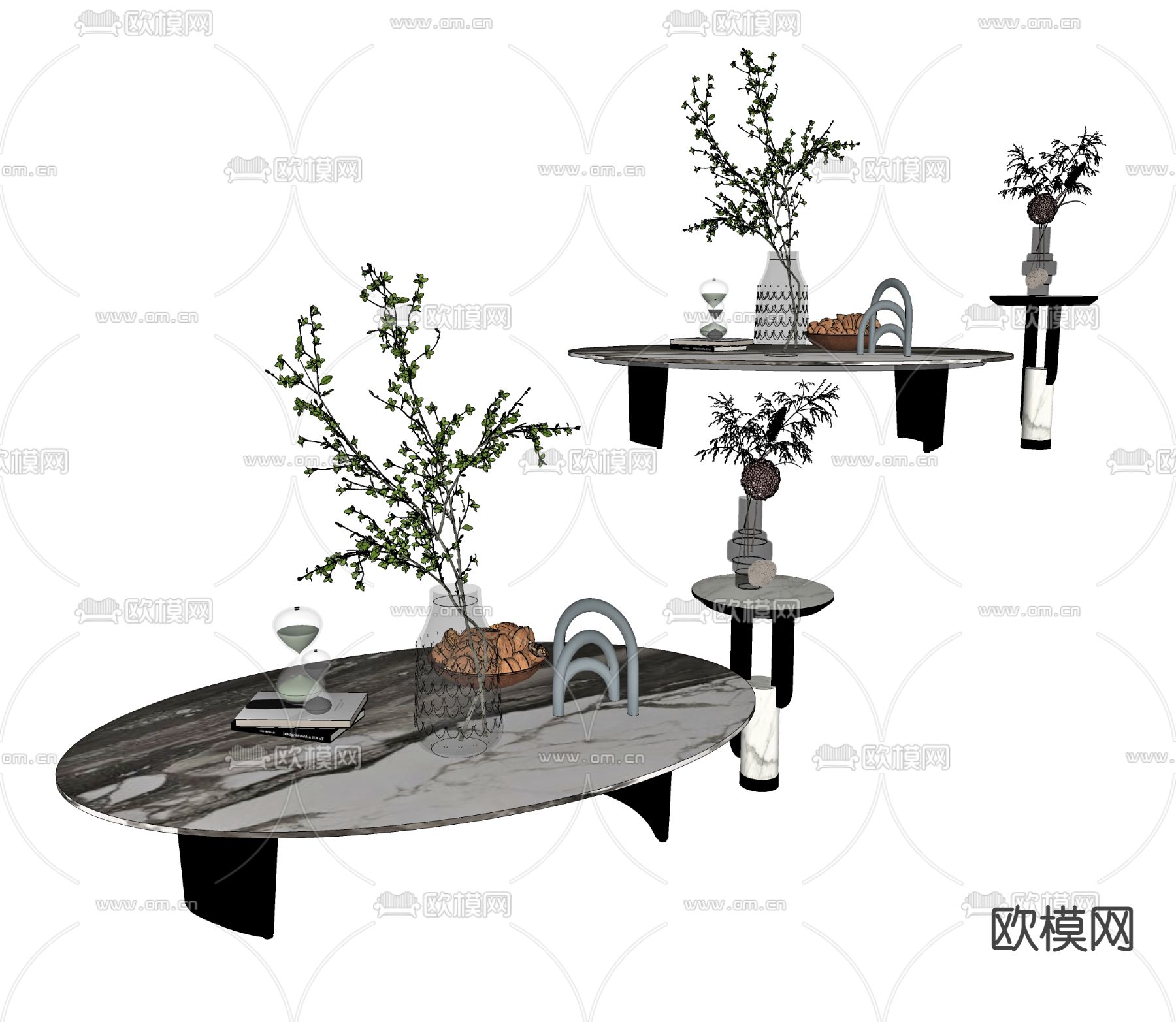 现代茶几su模型下载（渲染图2）
