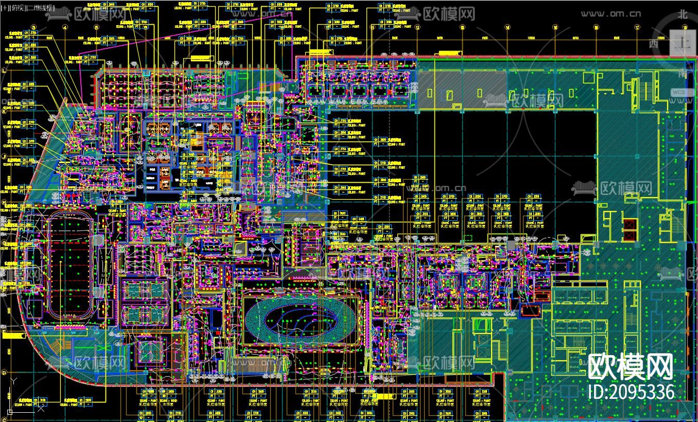 康莱德&希尔顿总平面图cad施工图下载（渲染图3）