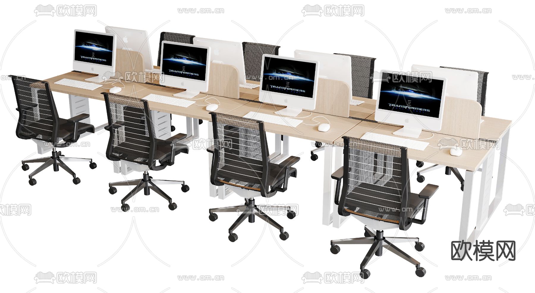 现代办公桌椅su模型下载（渲染图1）