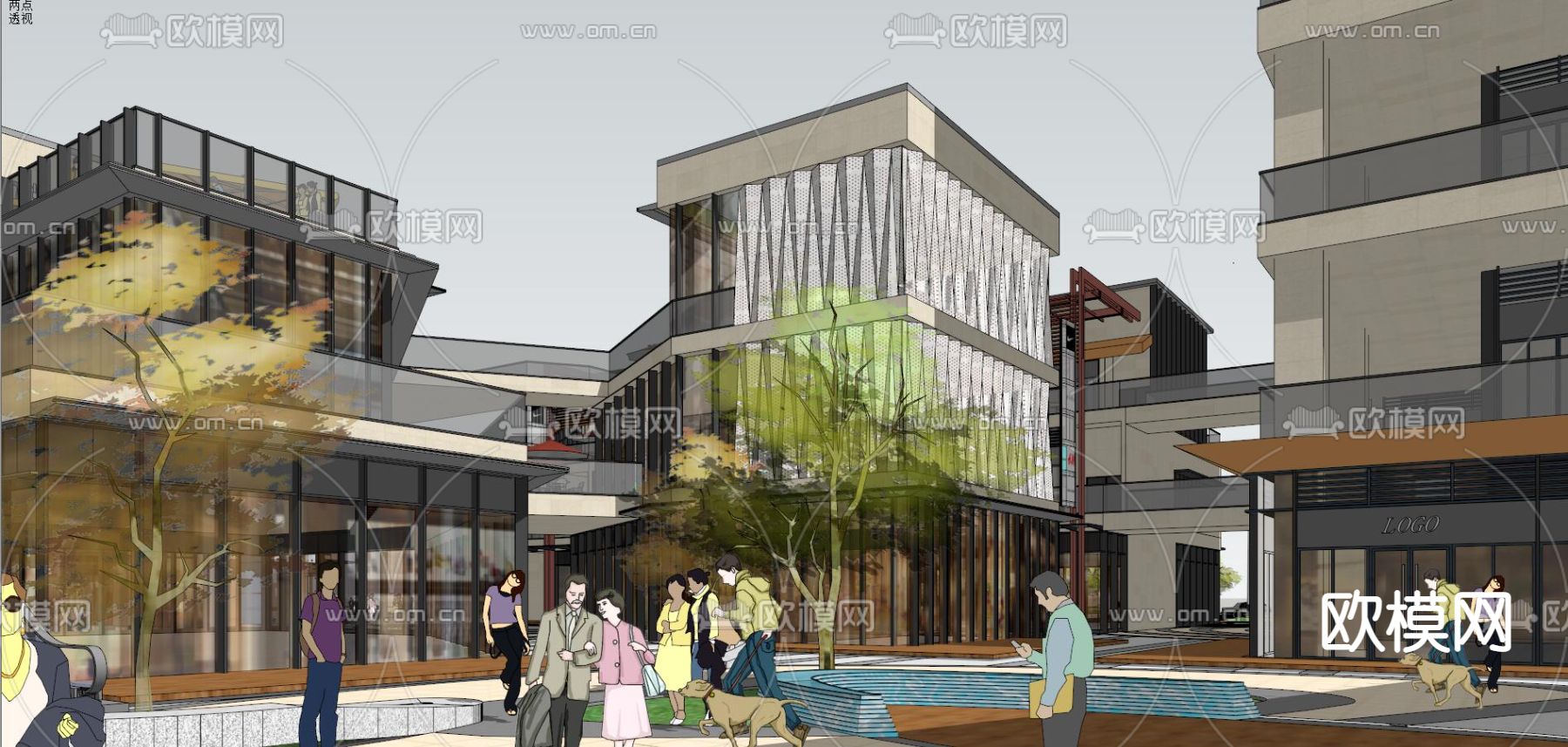 现代商业综合体su模型下载（渲染图5）
