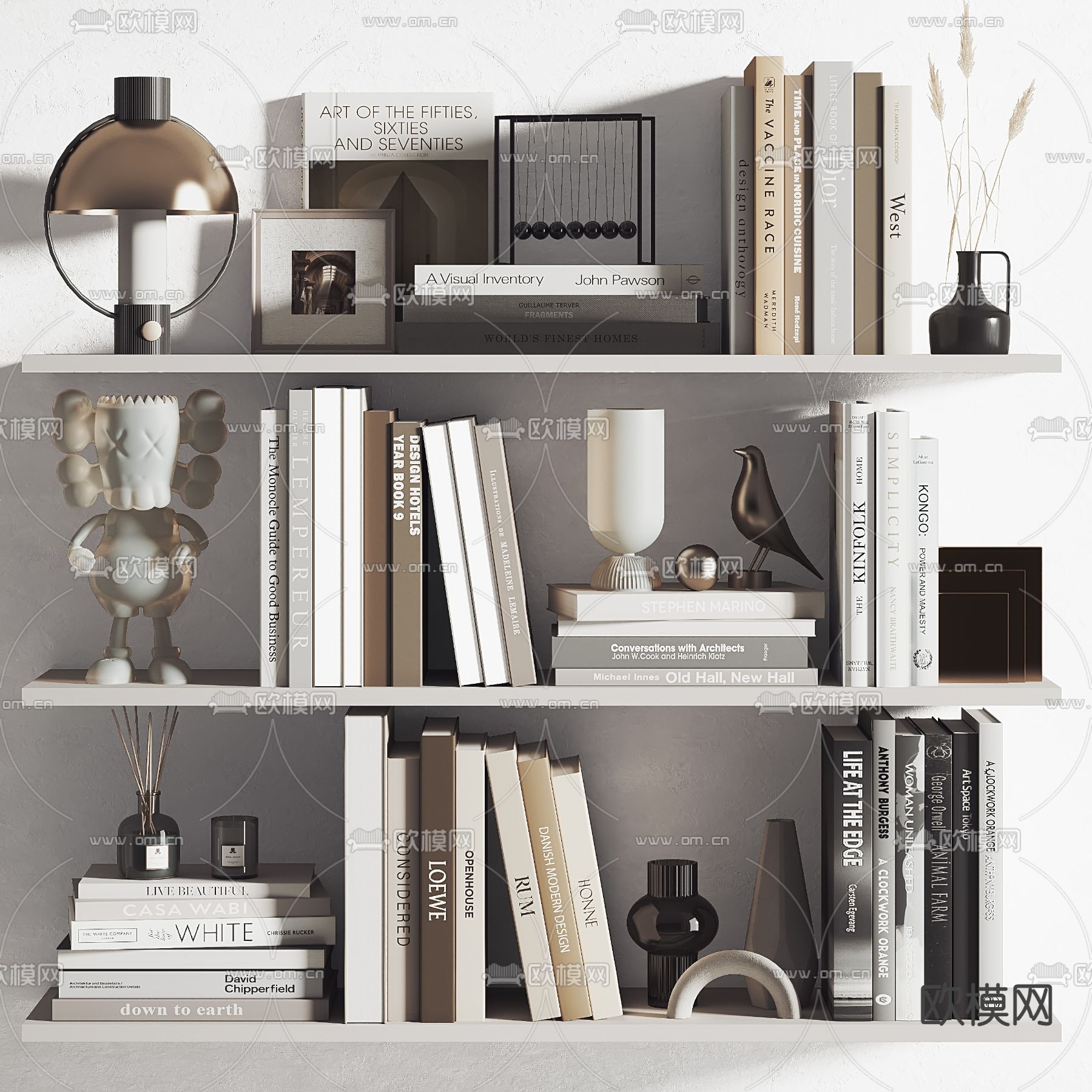 现代书籍雕塑花瓶摆件3d模型下载