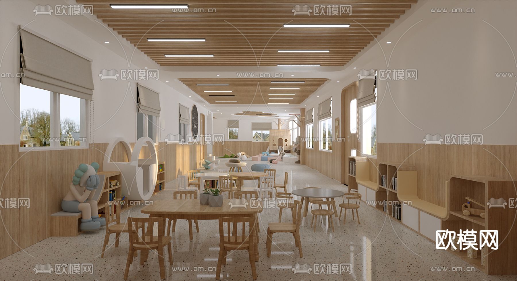 现代幼儿园活动区3d模型下载（渲染图2）