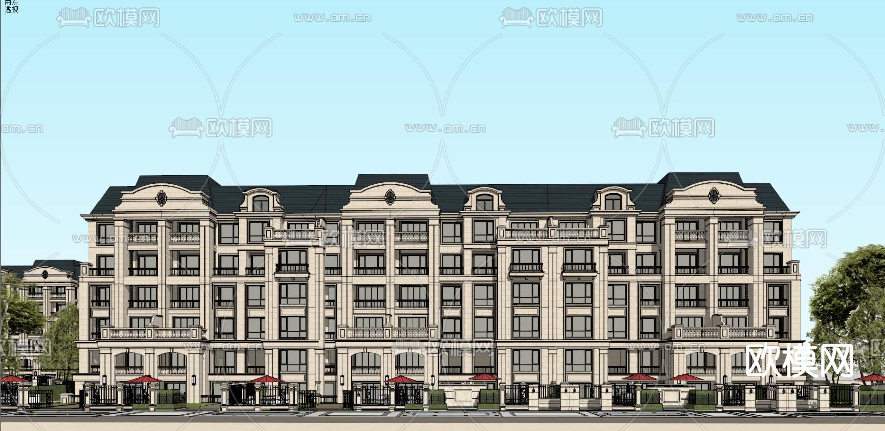 法式洋房su模型下载（渲染图5）