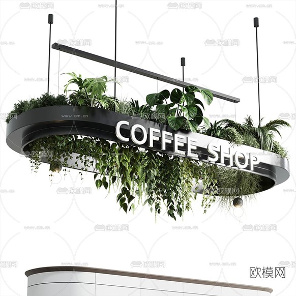 现代咖啡吧台3d模型下载(渲染图2)
