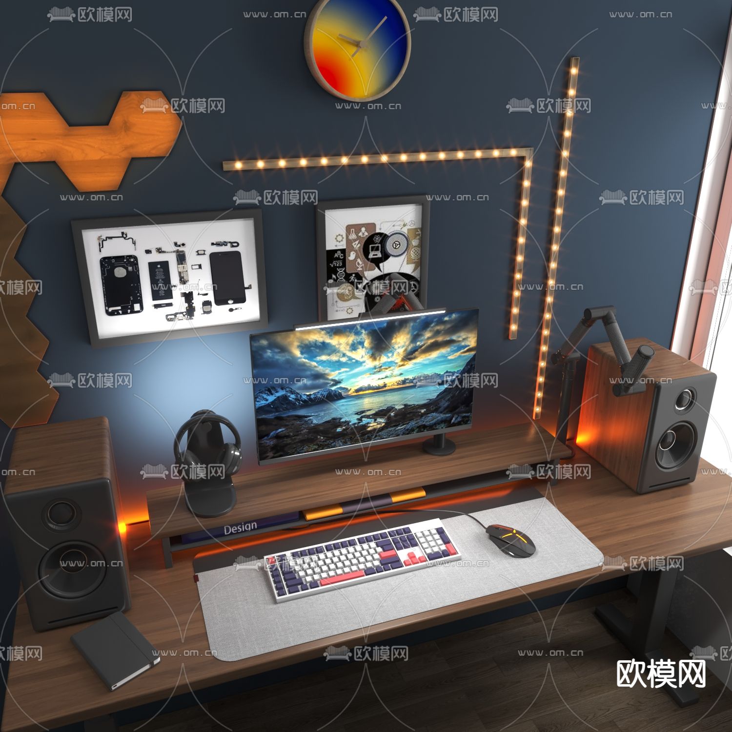 现代电竞电脑3d模型下载（渲染图1）