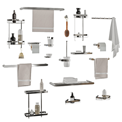  现代毛巾杆洗浴用品su模型 