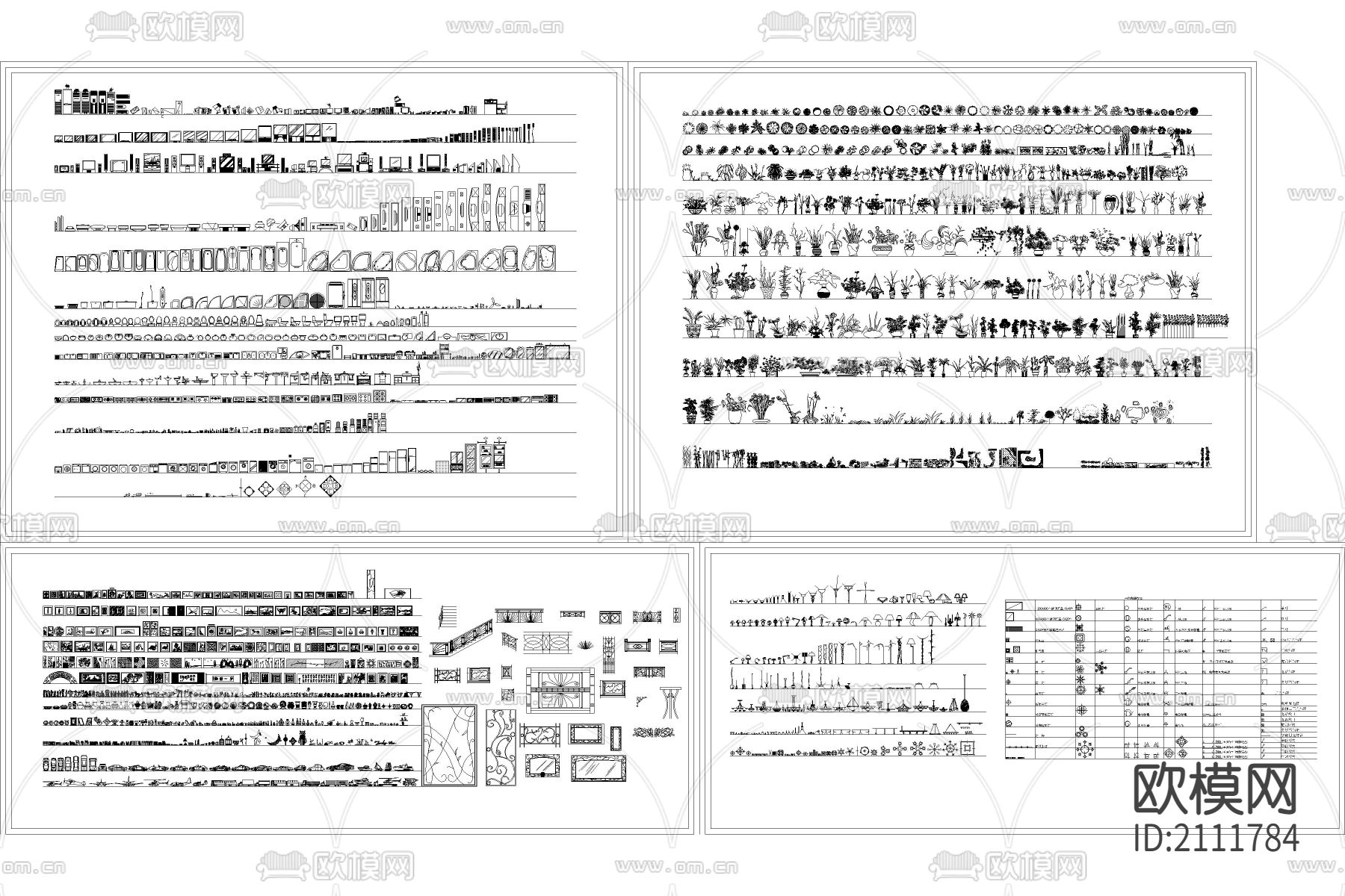 洁具植物灯具cad图库下载（渲染图1）