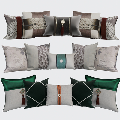  新中式枕头抱枕su模型 