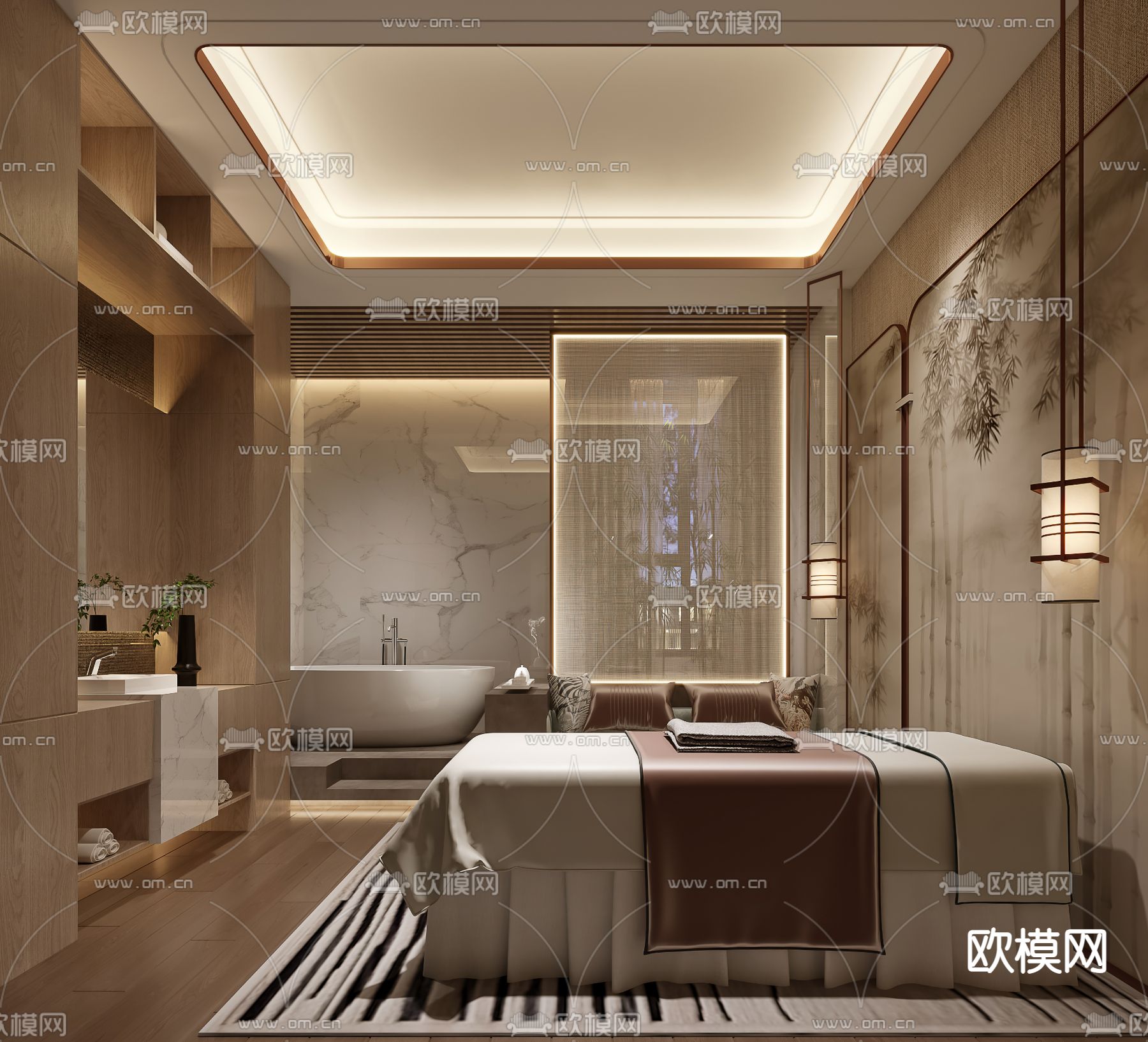 新中式SPA护理间3d模型下载