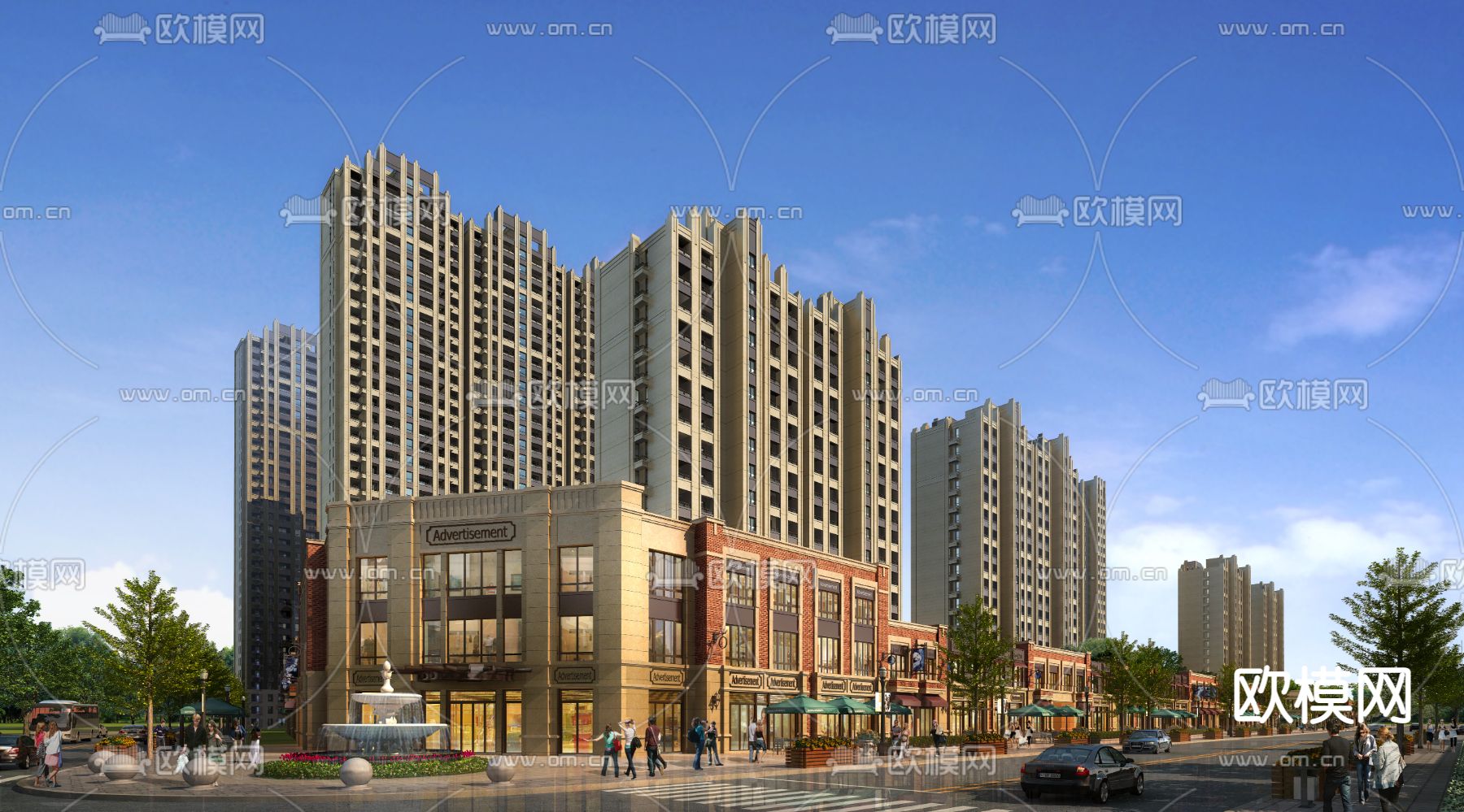 新古典商业街示范区su模型