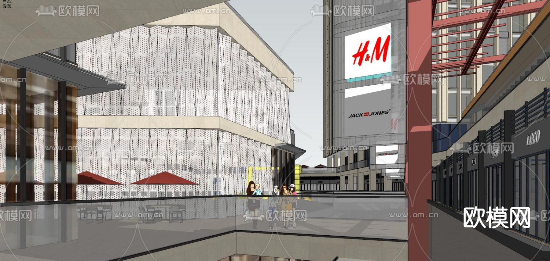现代商业综合体su模型下载（渲染图8）