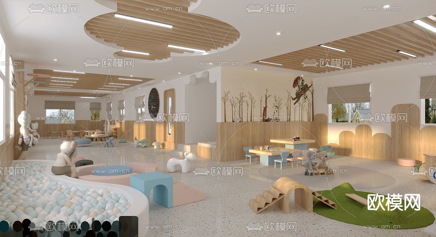 现代幼儿园活动区3d模型下载（渲染图1）