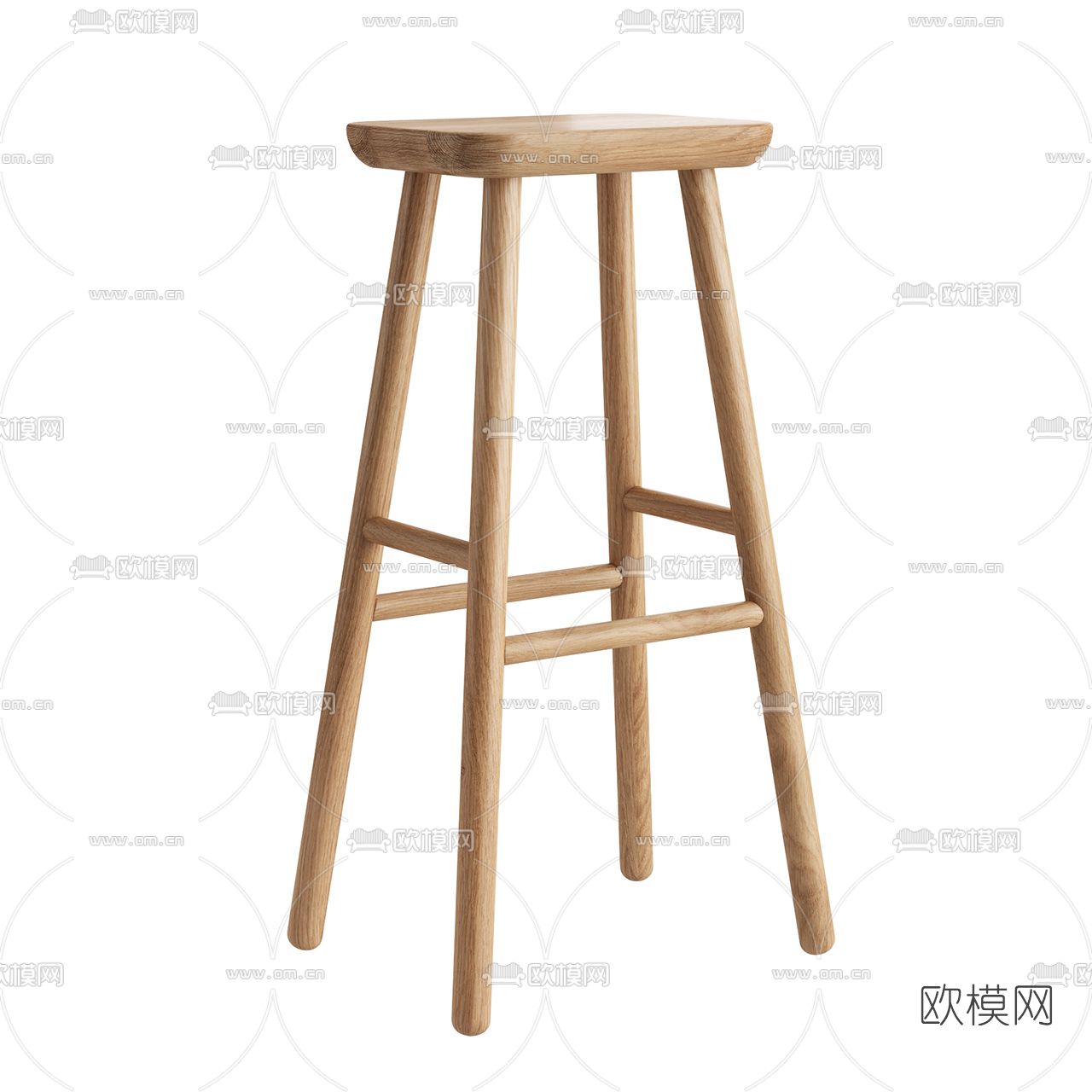北欧实木吧台椅3d模型下载