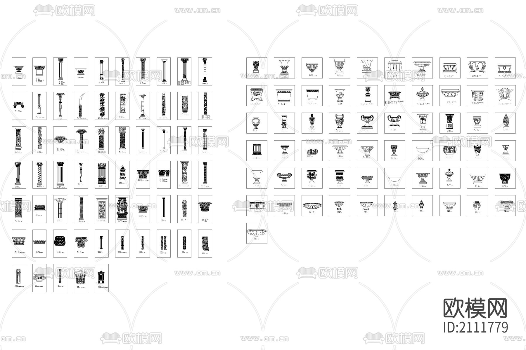 法式雕花砂岩cad图库下载（渲染图2）