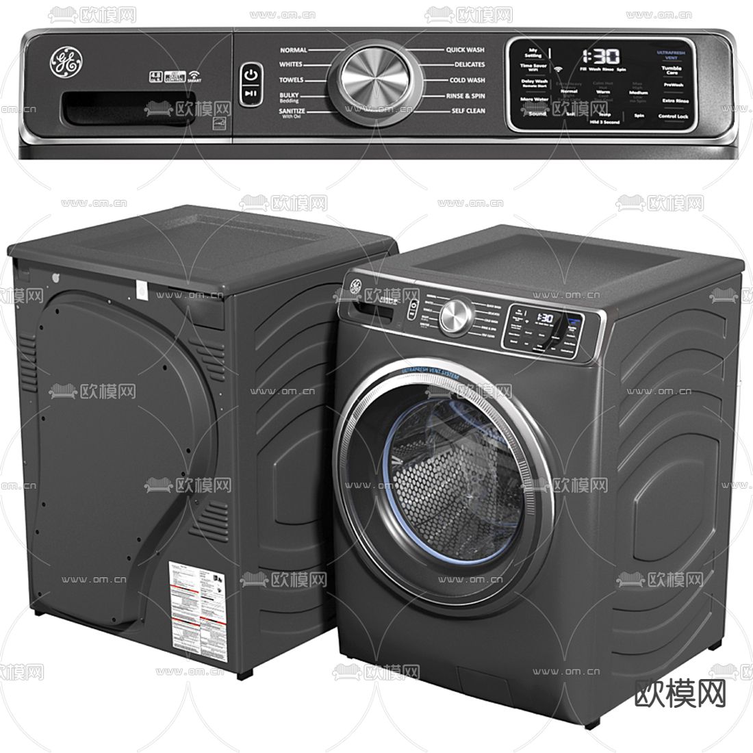 现代滚筒洗衣机3d模型下载（渲染图2）