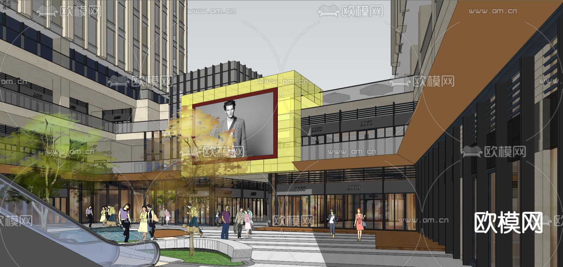 现代商业综合体su模型下载（渲染图10）
