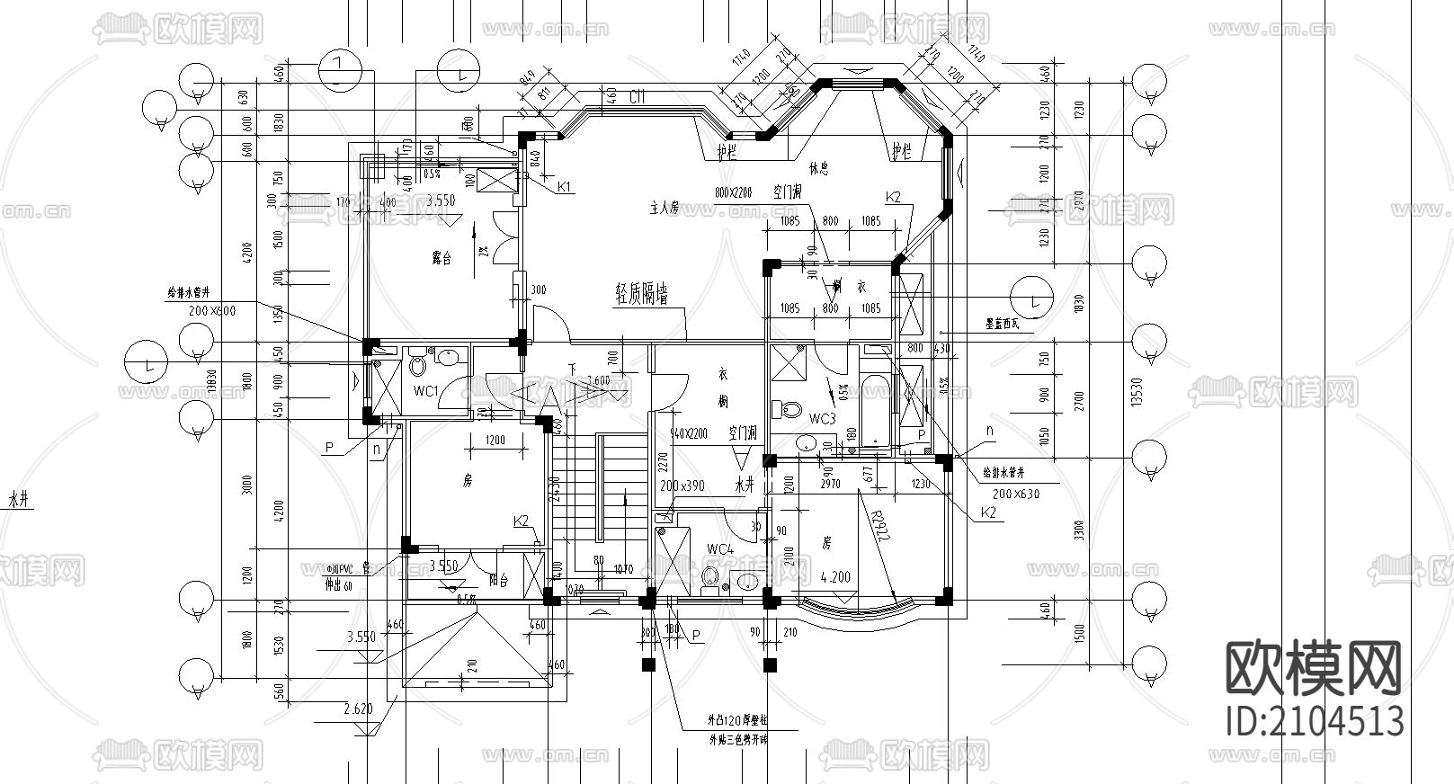 别墅cad平面布置图下载（渲染图5）