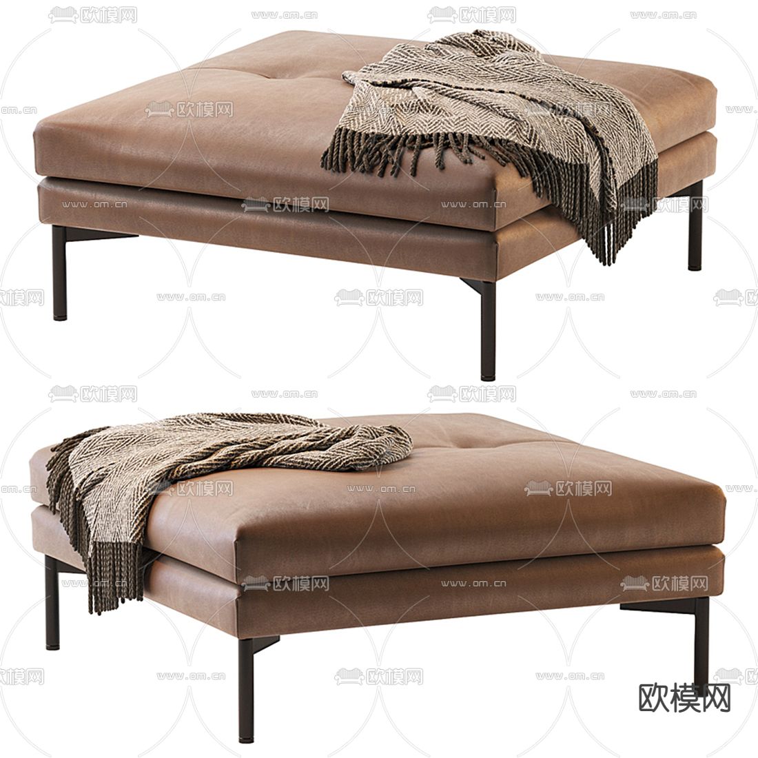 Bonaldo 现代皮革沙发脚踏3d模型下载（渲染图1）