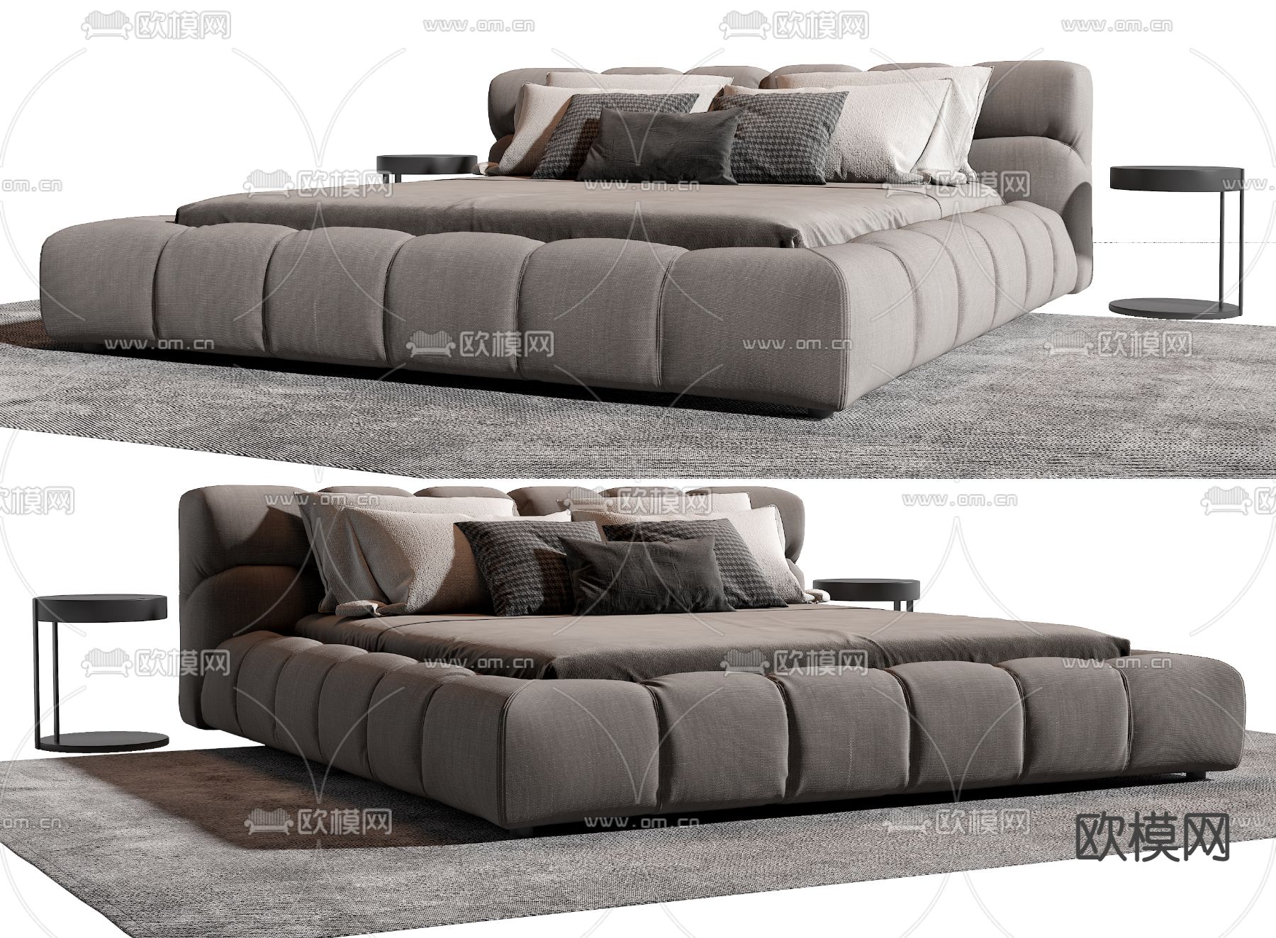B&B italia 现代布艺双人床3d模型下载