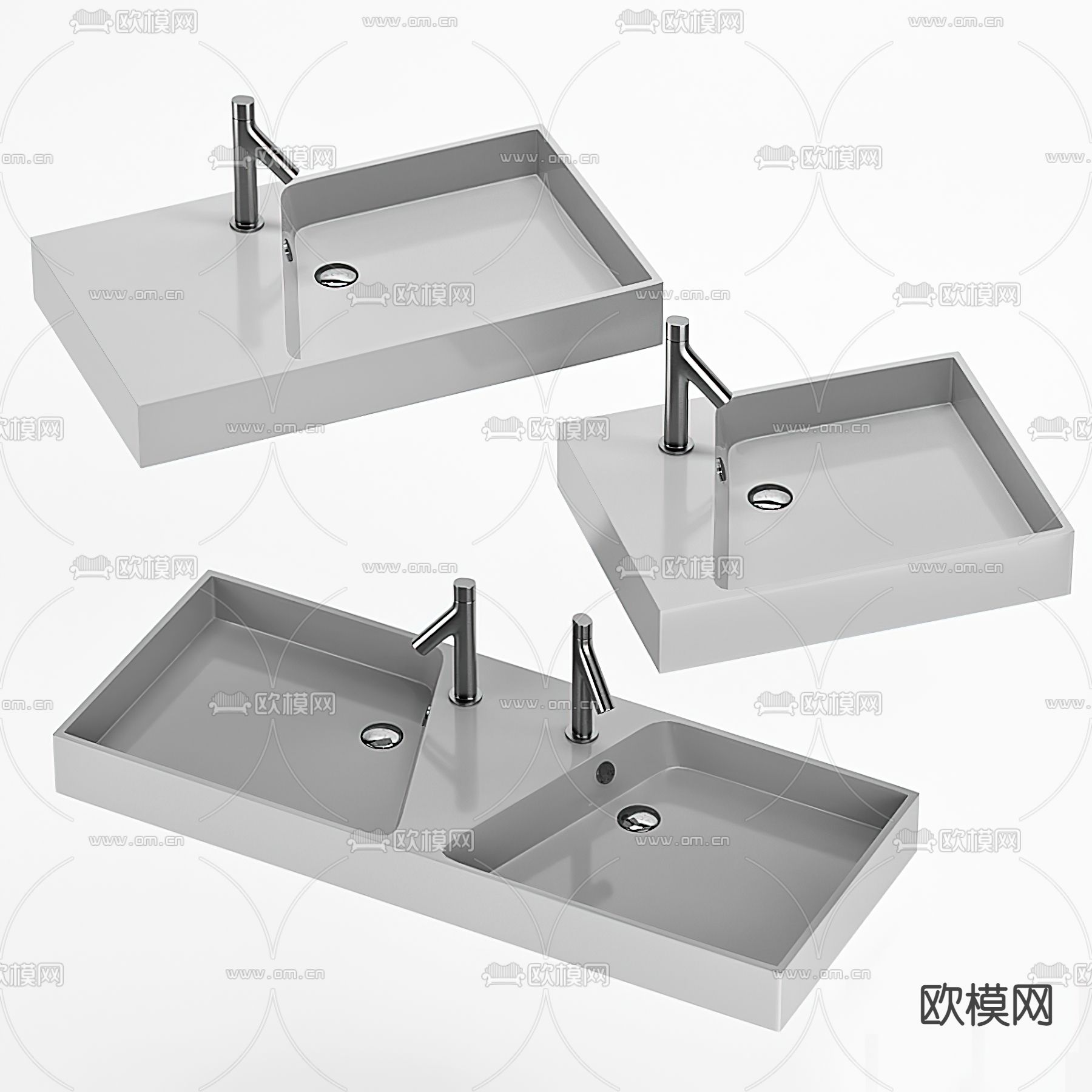 现代洗手盆台盆3d模型下载