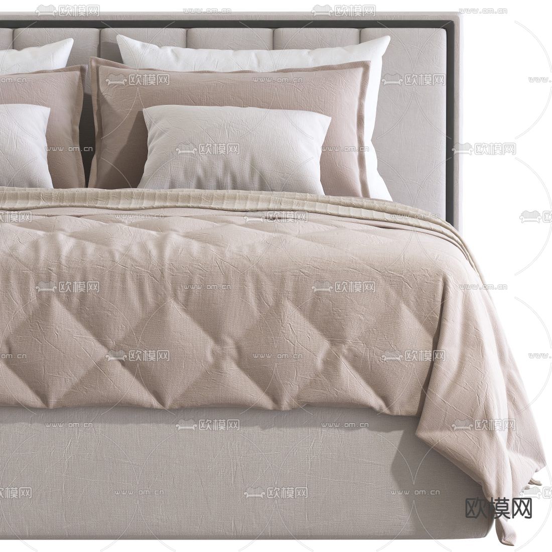 B&B italia 现代布艺双人床3d模型下载（渲染图3）