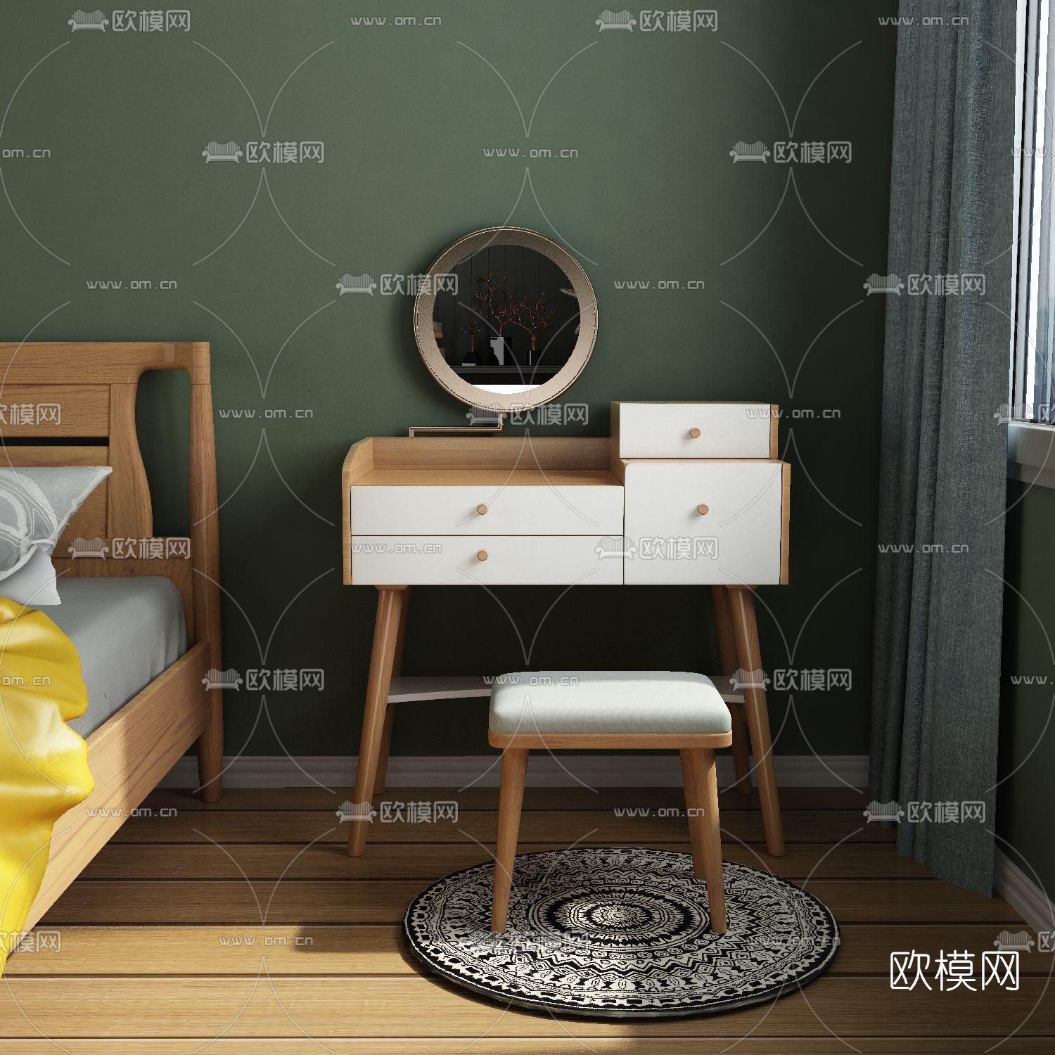 北欧梳妆台免费3d模型下载