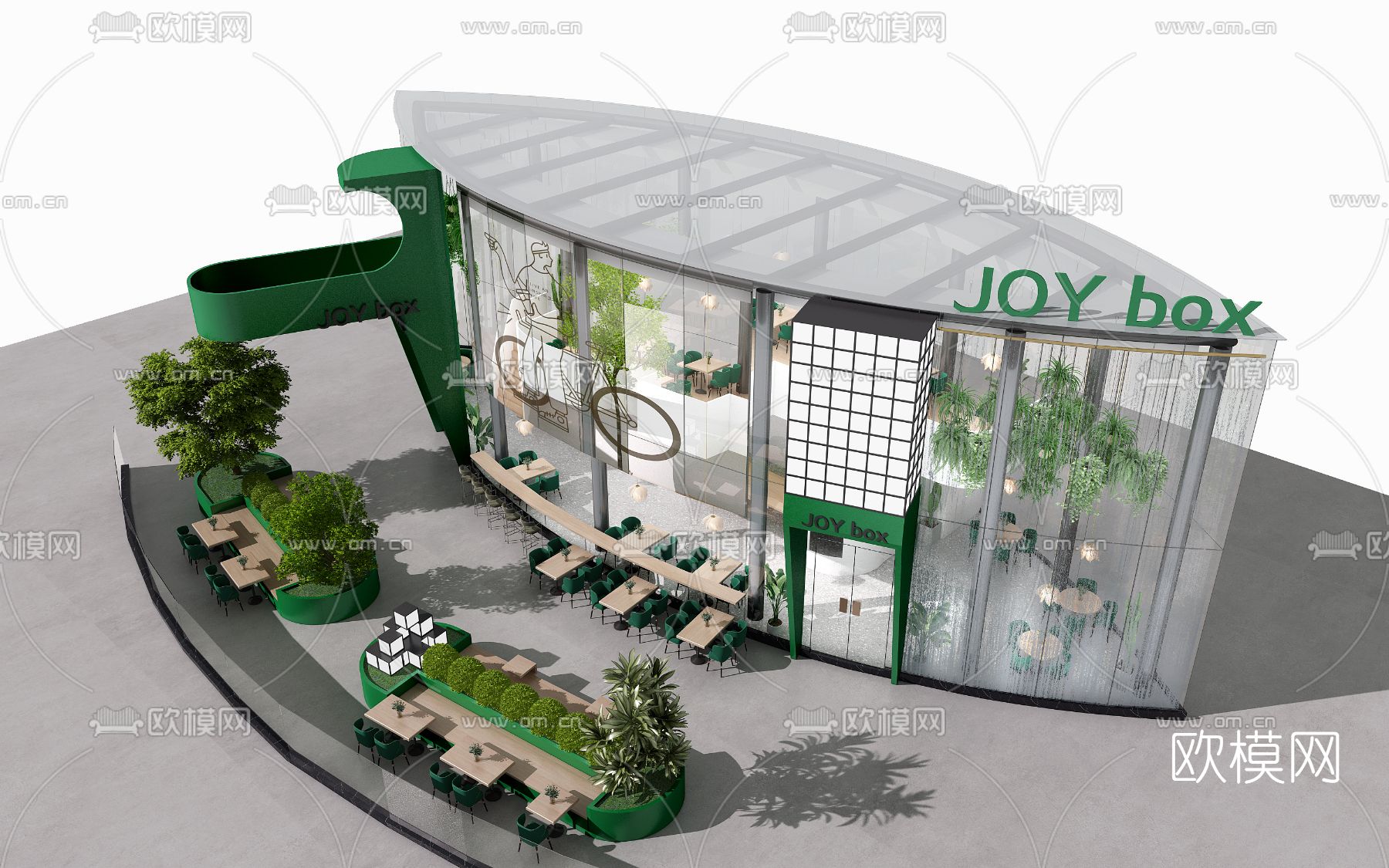 现代复式快餐店3d模型下载（渲染图3）