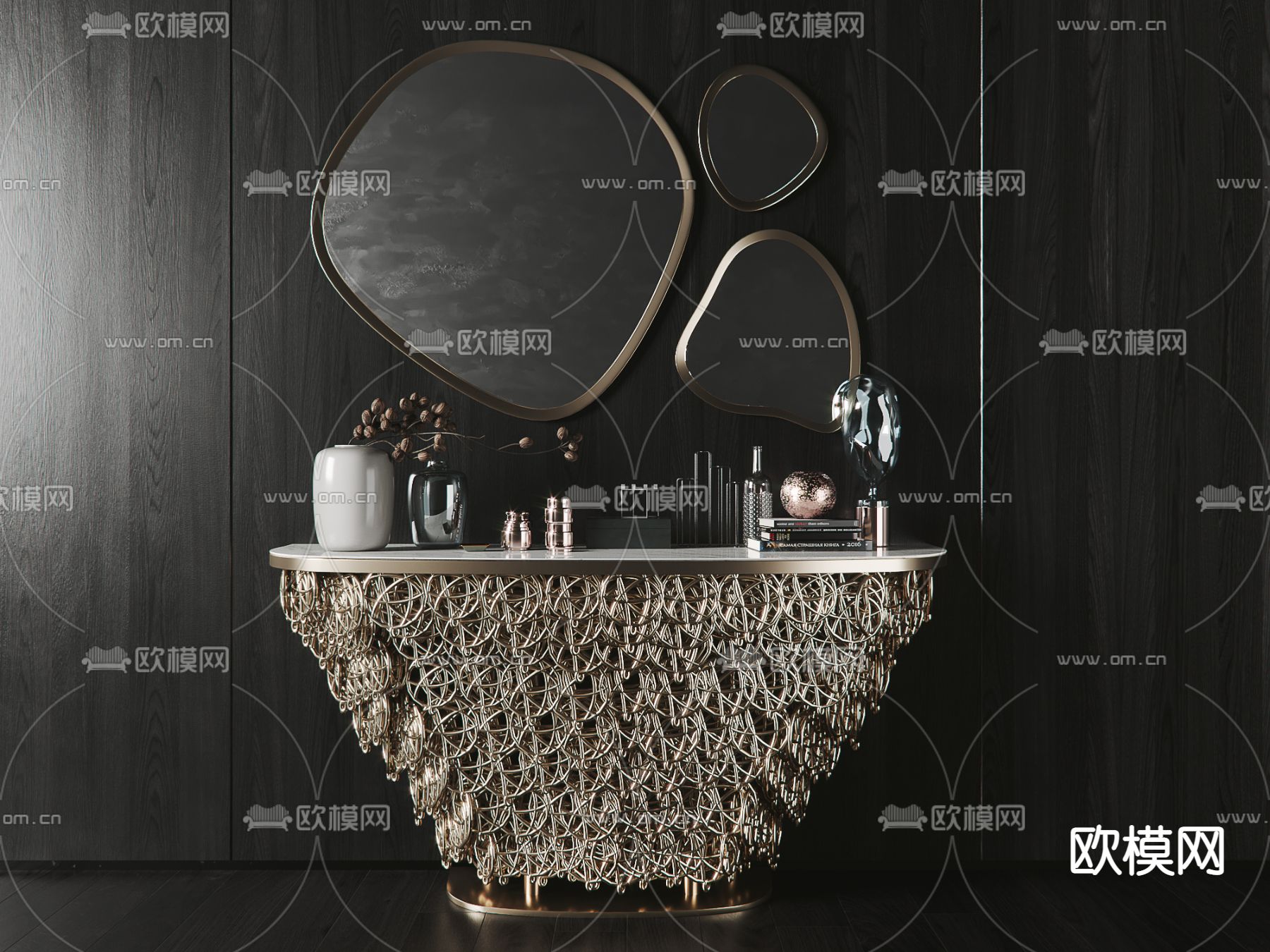 现代端景台su模型