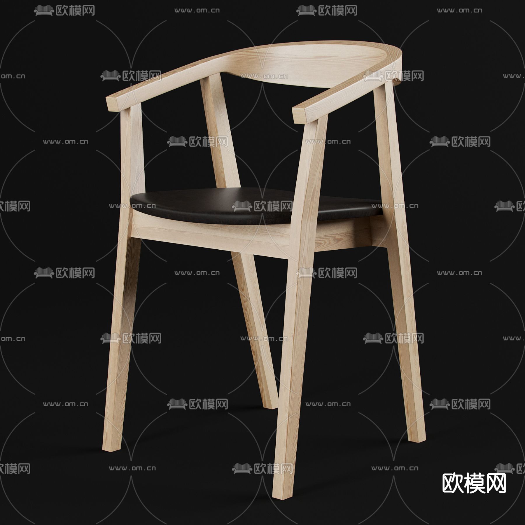 北欧实木书桌椅3d模型下载（渲染图2）