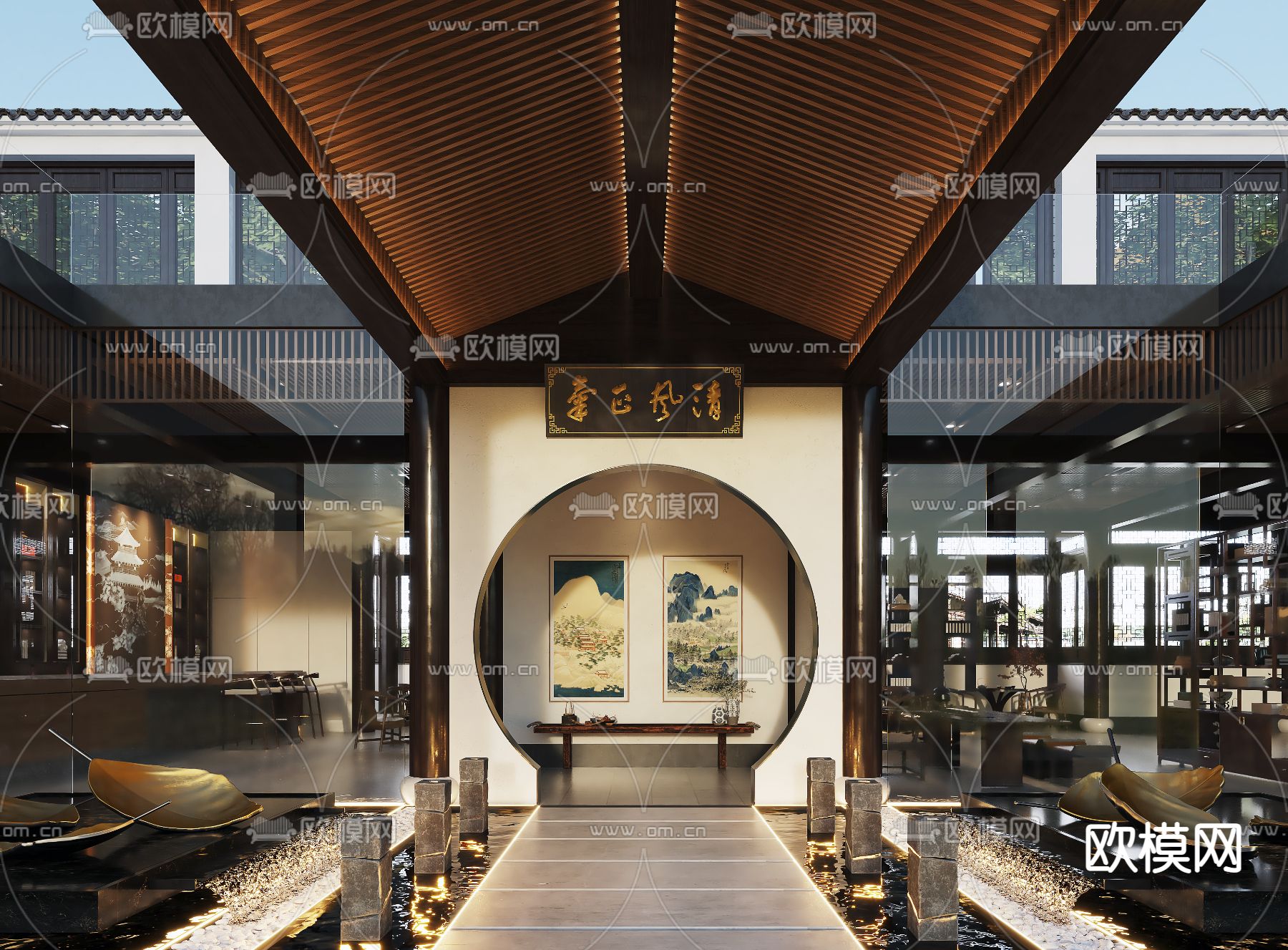 中式古建书吧3d模型
