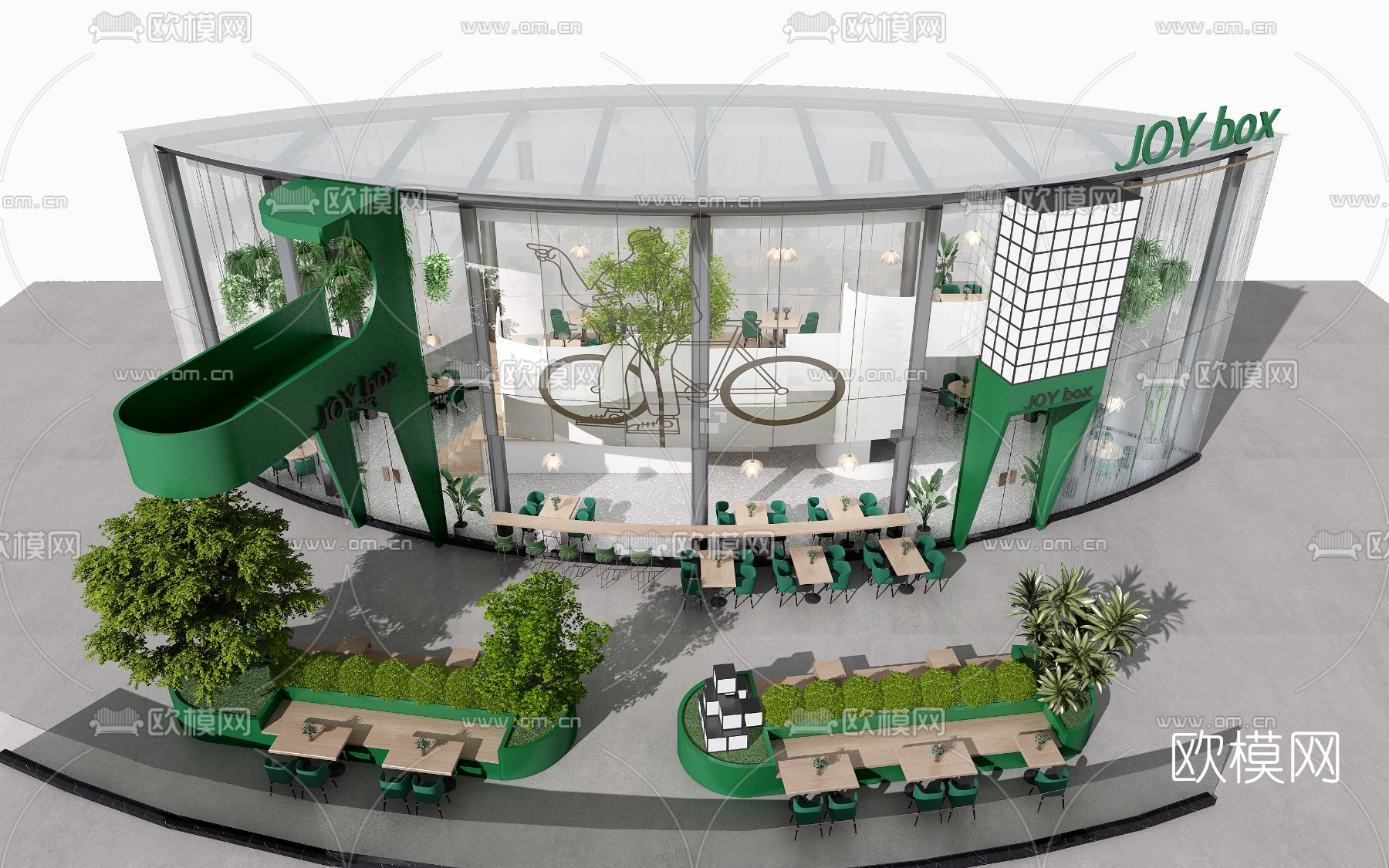 现代复式快餐店3d模型下载（渲染图1）