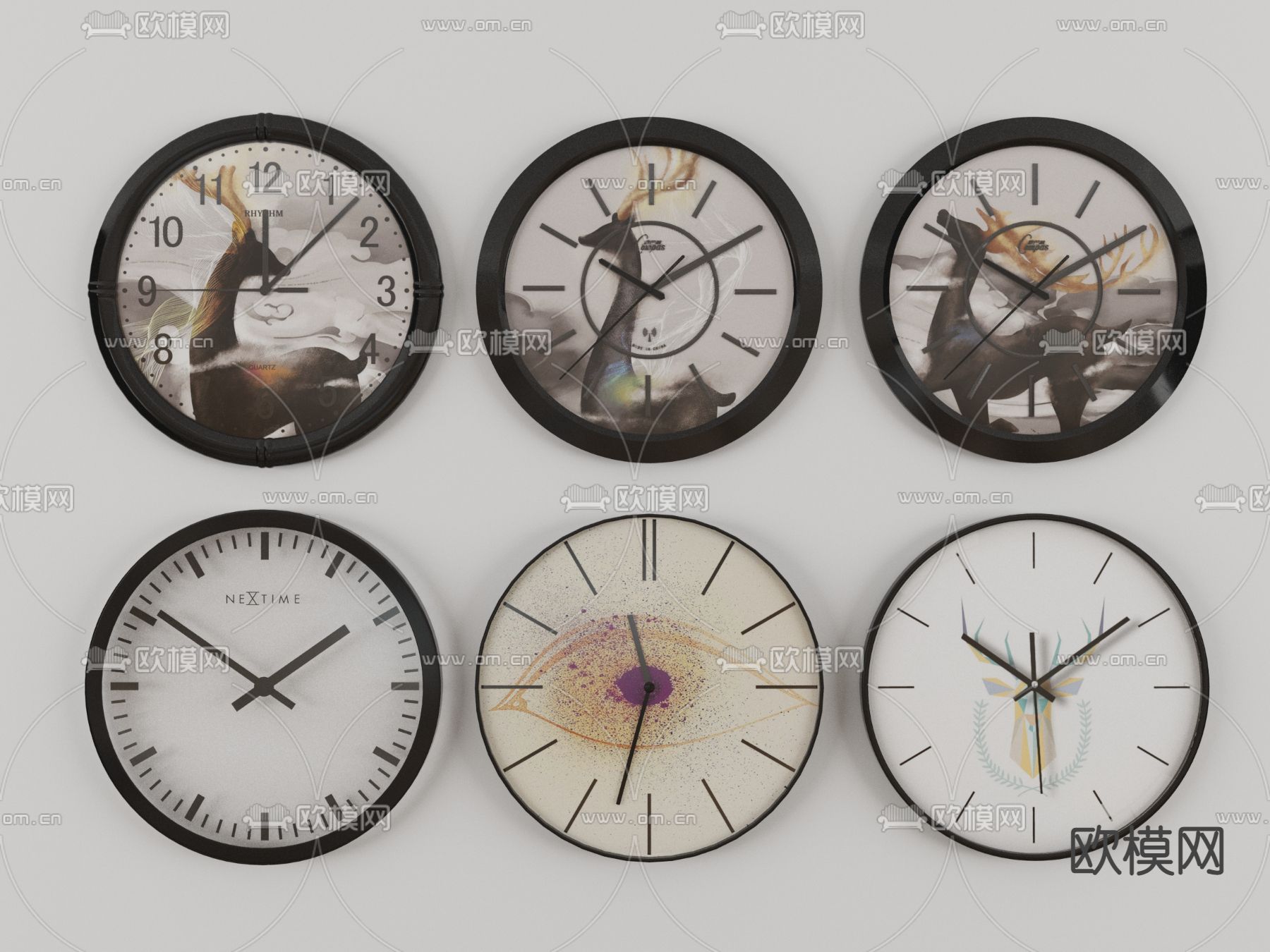 现代钟表挂钟3d模型下载