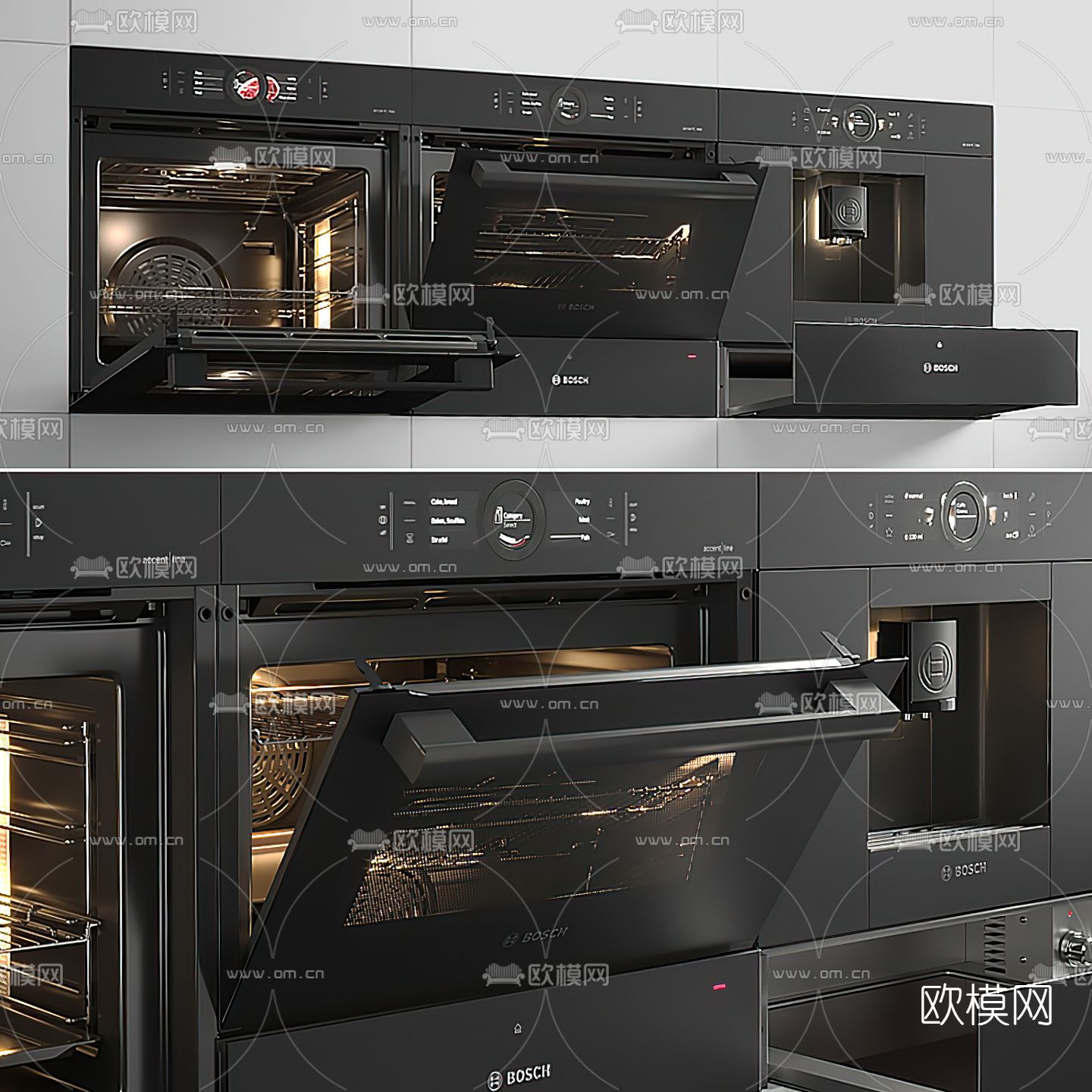 现代烤箱免费3d模型下载