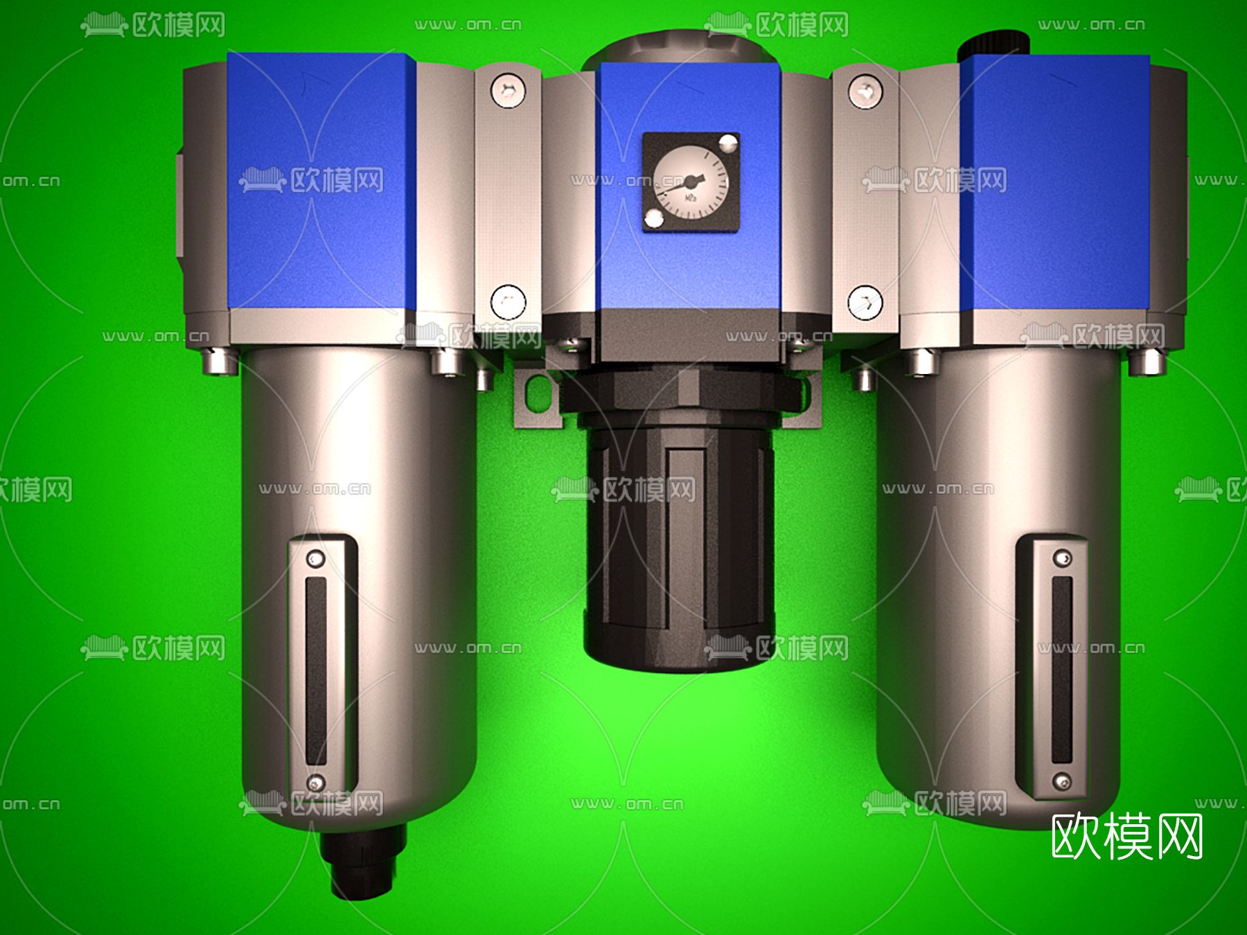 现代气源三联件免费3d模型下载（渲染图2）