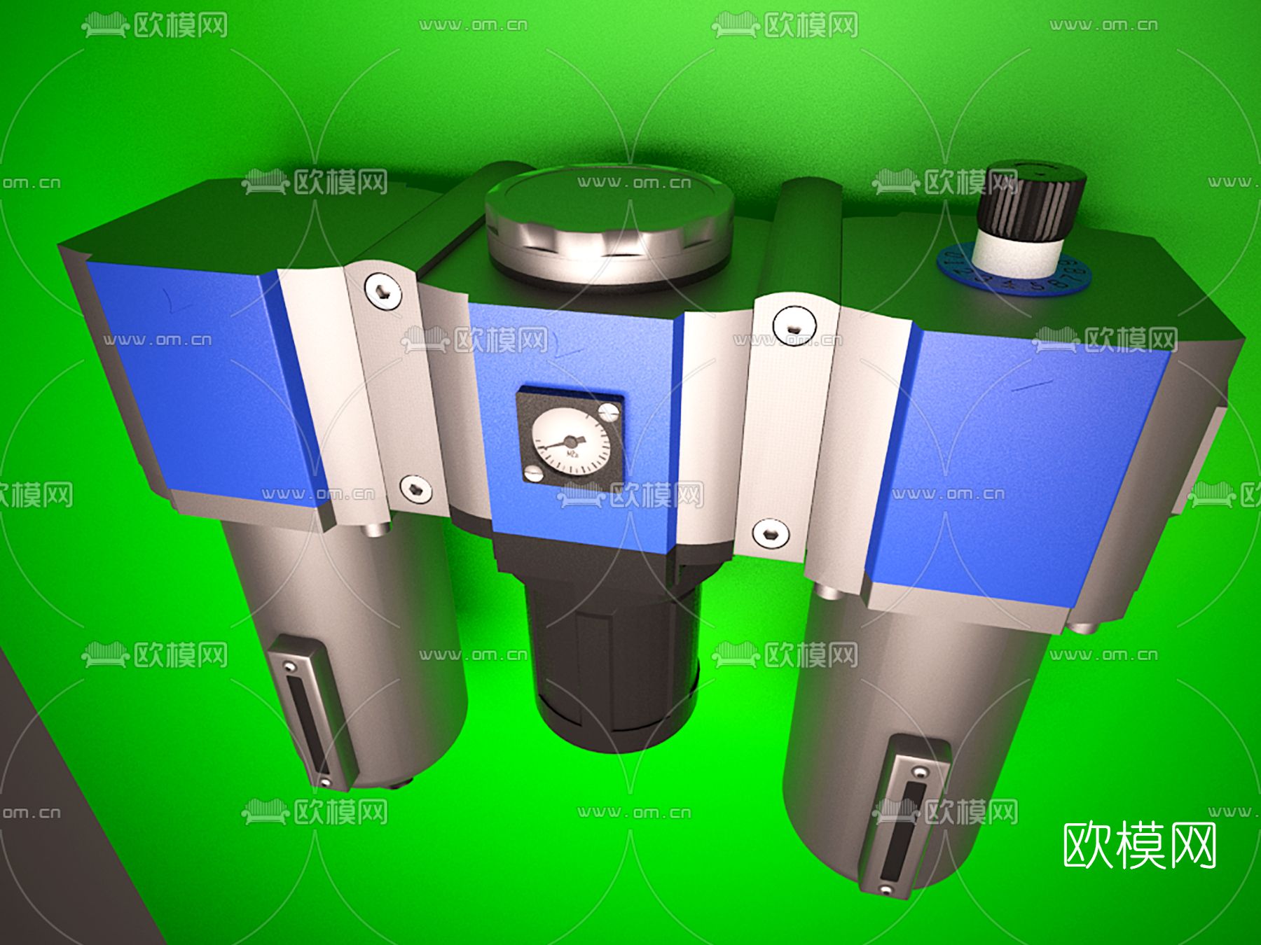 现代气源三联件免费3d模型下载（渲染图3）