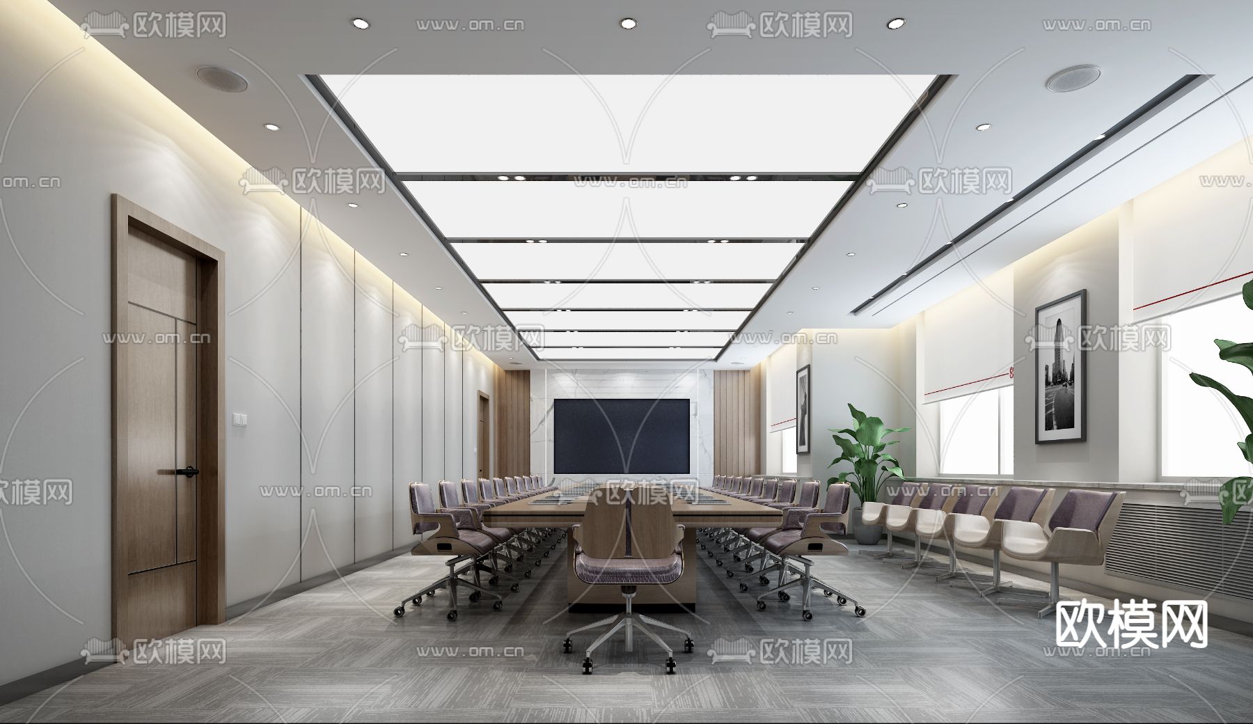 现代会议室3d模型下载