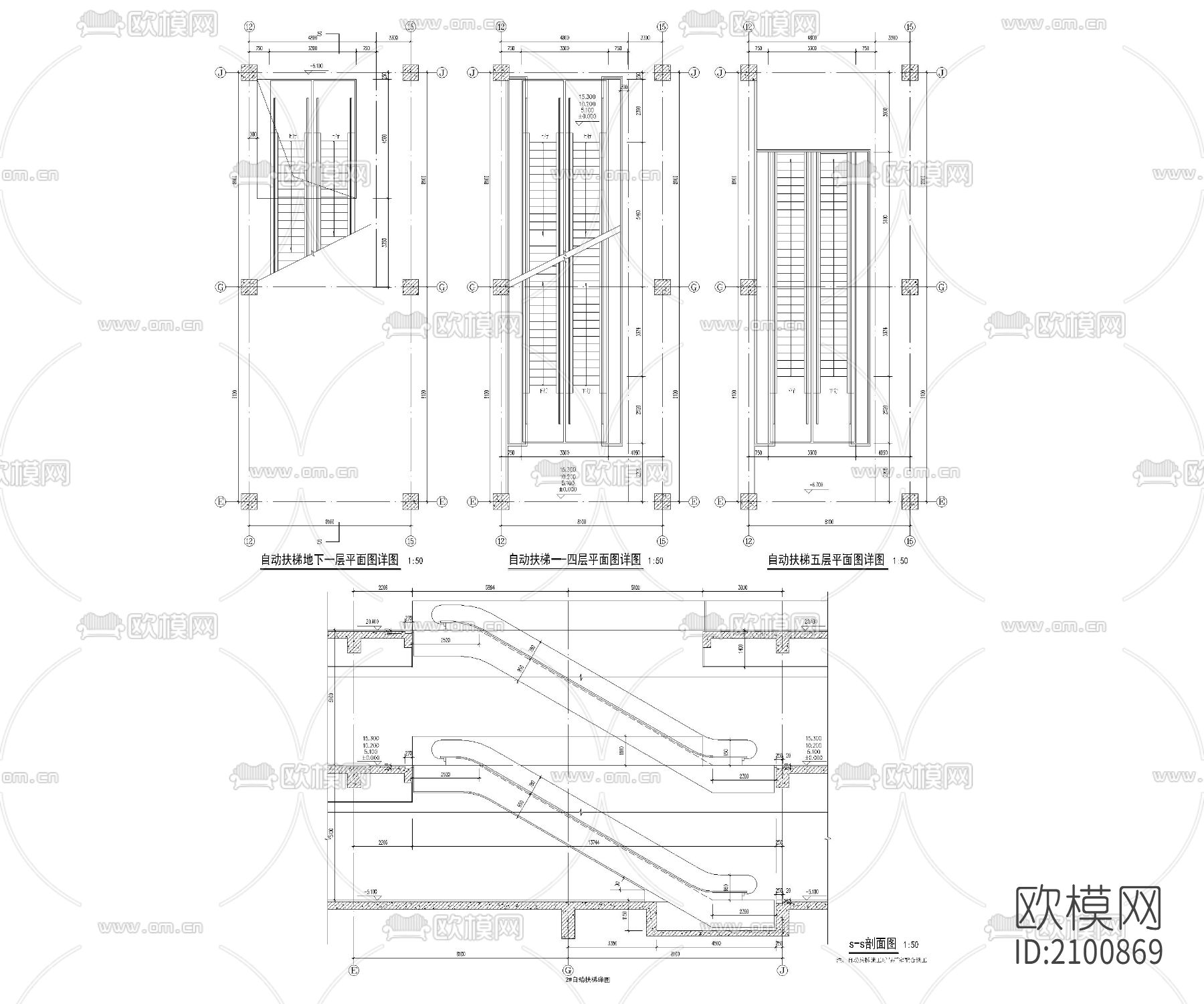 电梯自动扶梯cad图库下载（渲染图2）