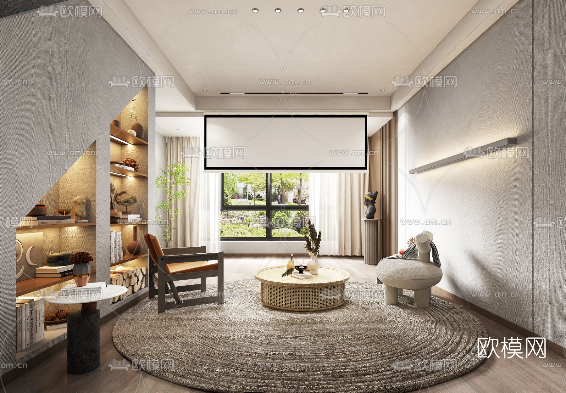 侘寂客餐厅免费3d模型下载（渲染图1）