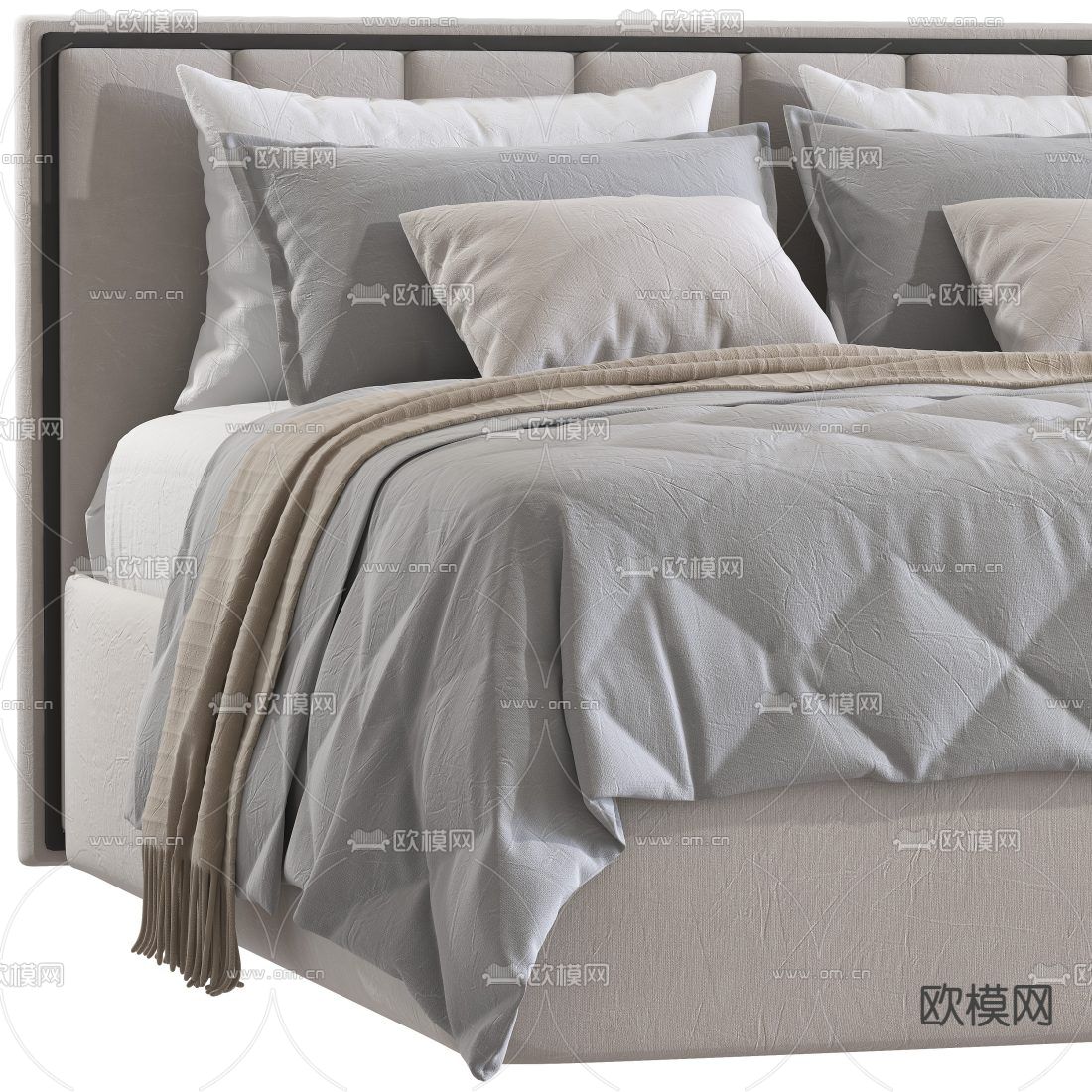 B&B italia 现代布艺双人床3d模型下载（渲染图2）