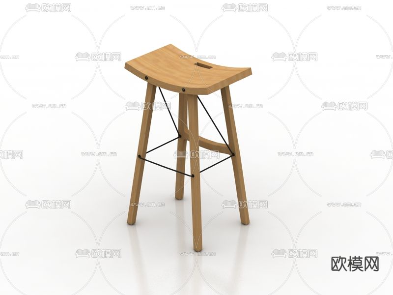 北欧简约实木椅子免费3d模型下载