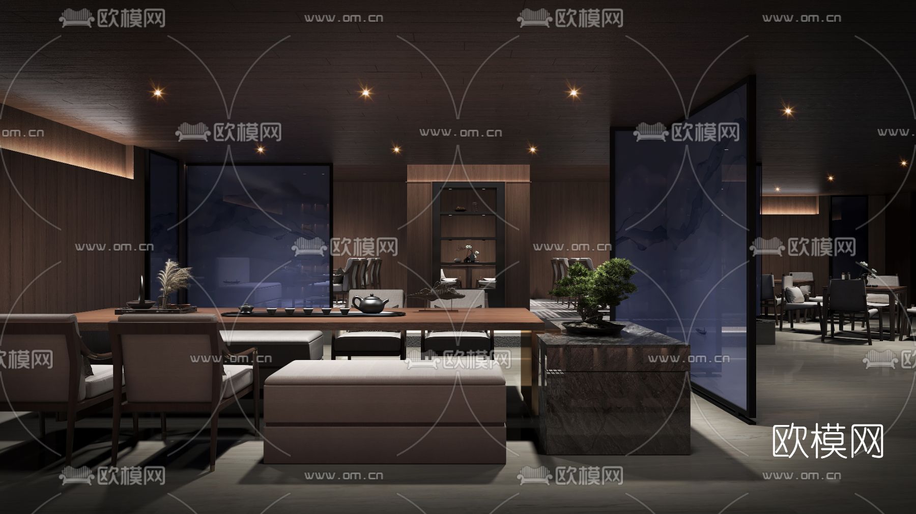 现代茶馆茶楼免费3d模型下载