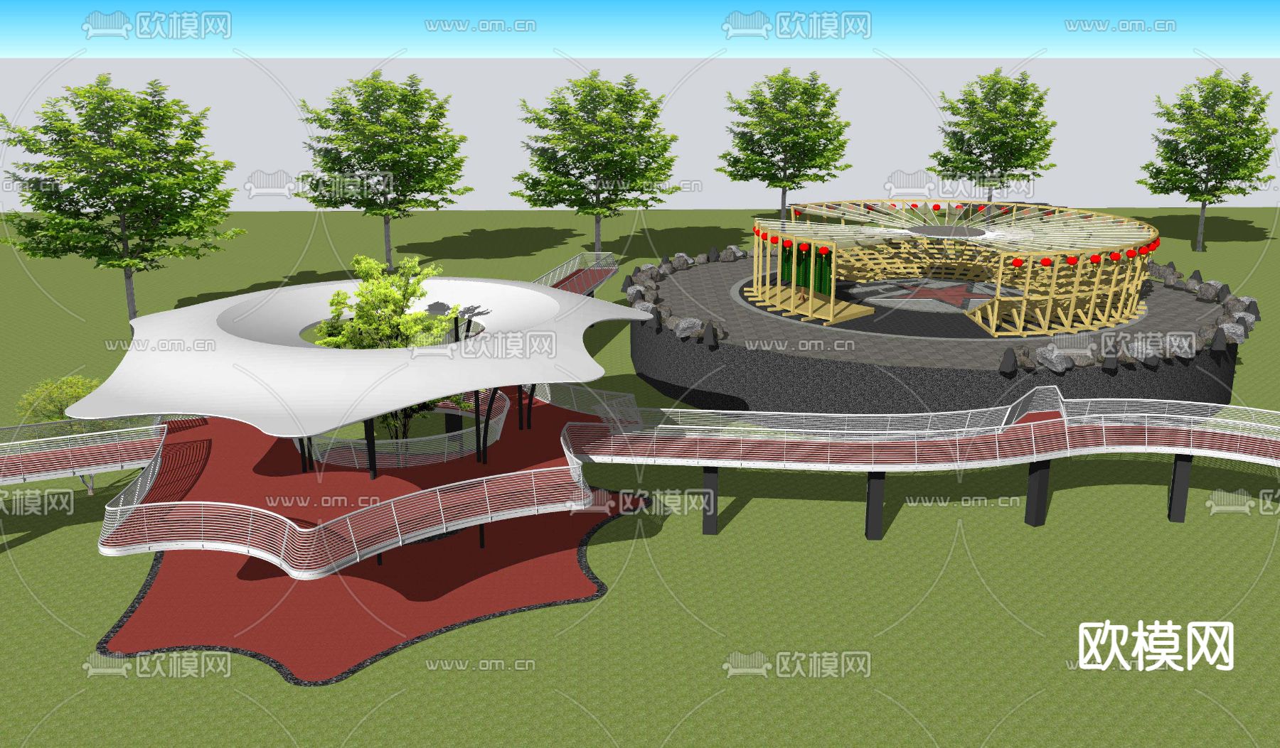 现代异形廊架座架su模型下载_ID11942507_sketchup模型下载-欧模网