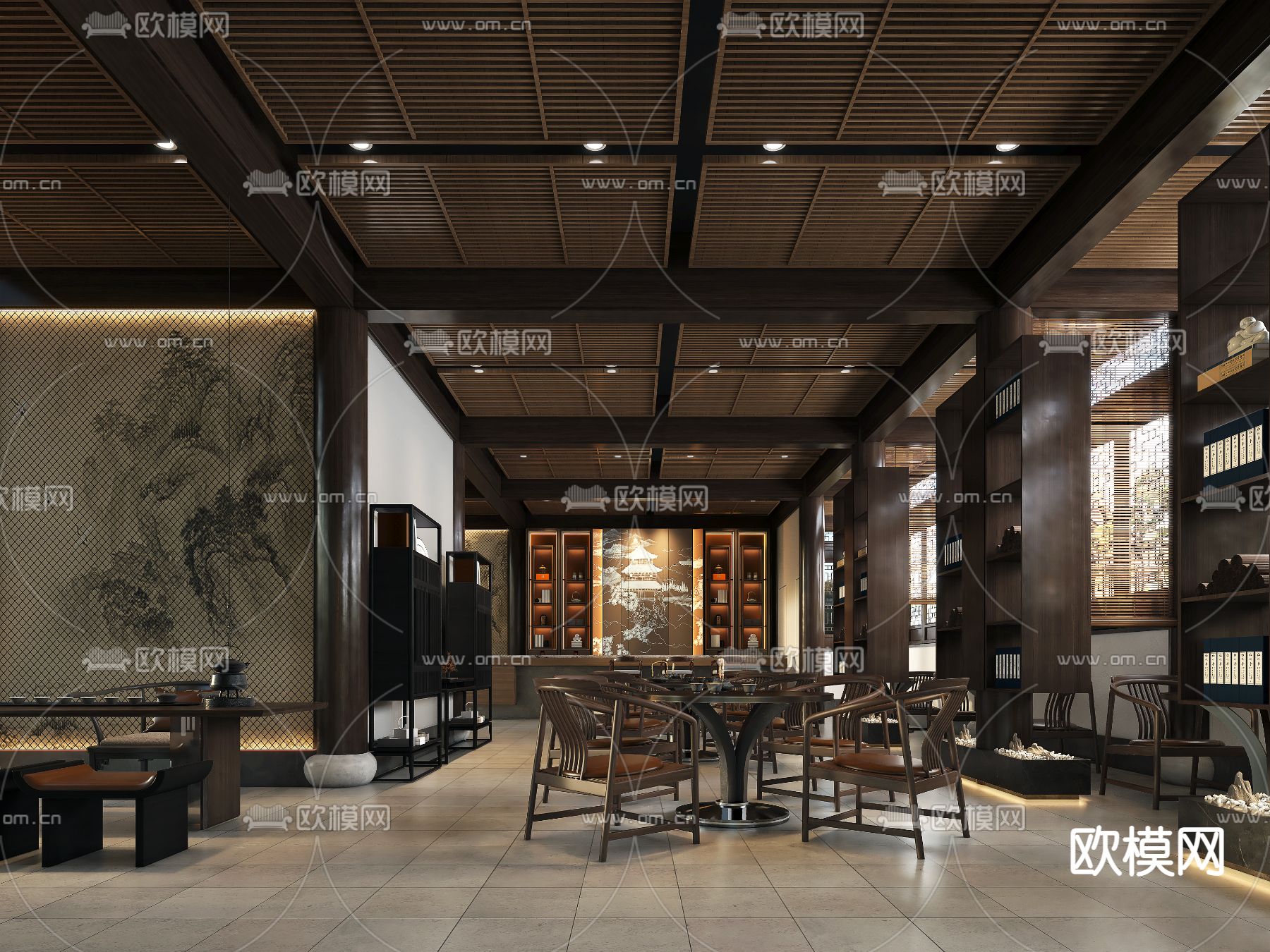 中式古建书吧3d模型