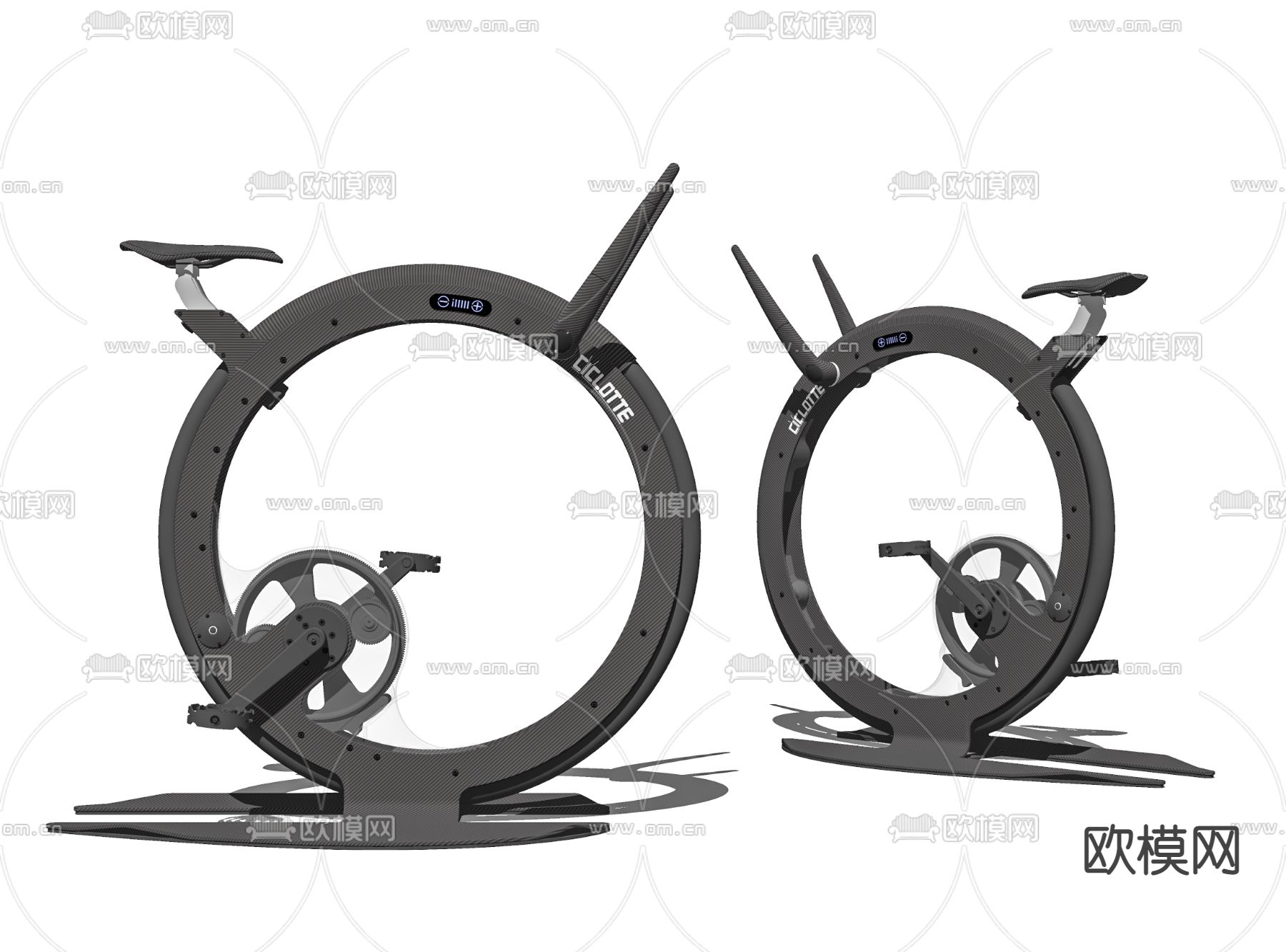 现代不锈钢健身单车su模型下载（渲染图2）