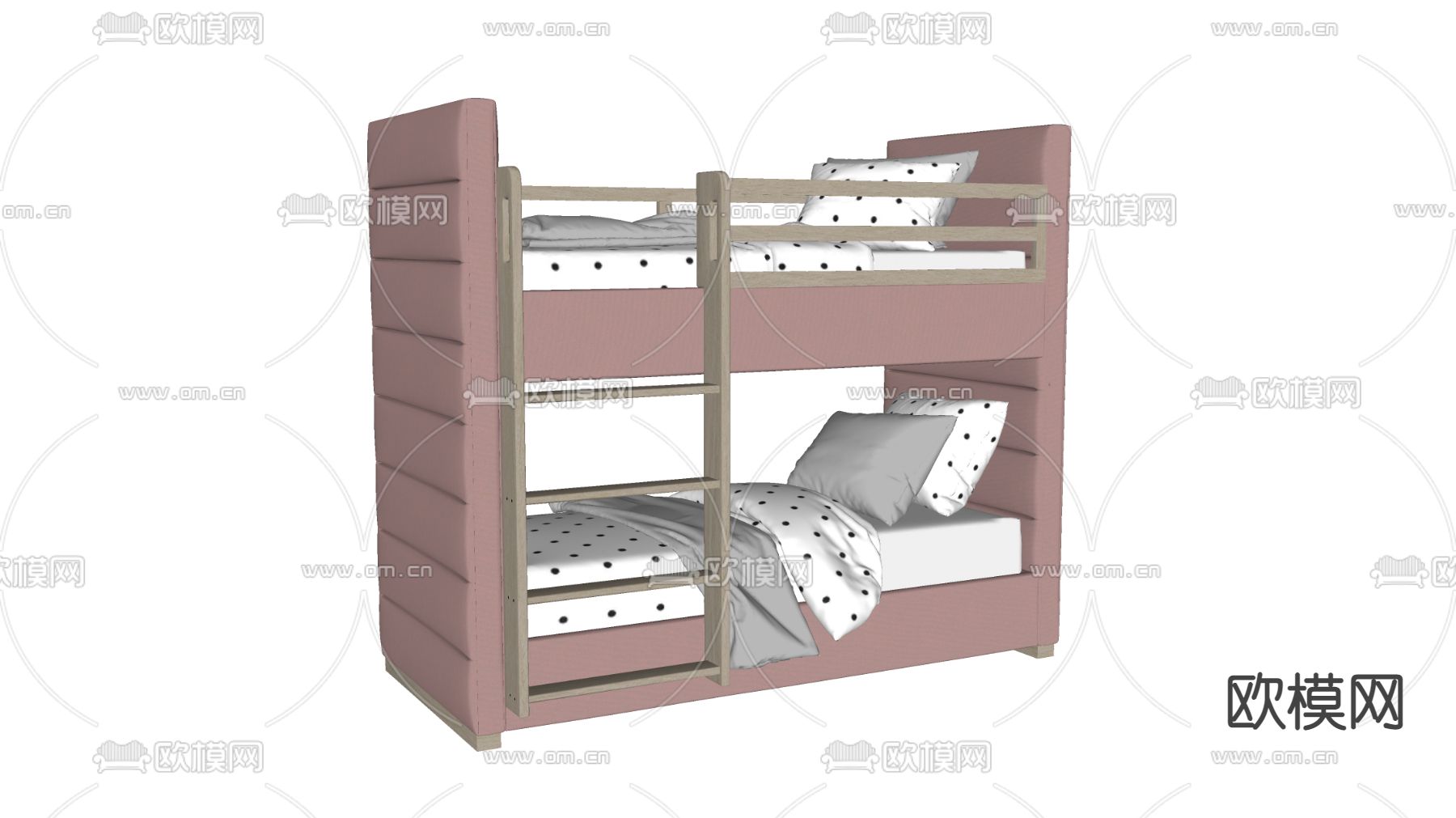 现代儿童床su模型下载（渲染图2）