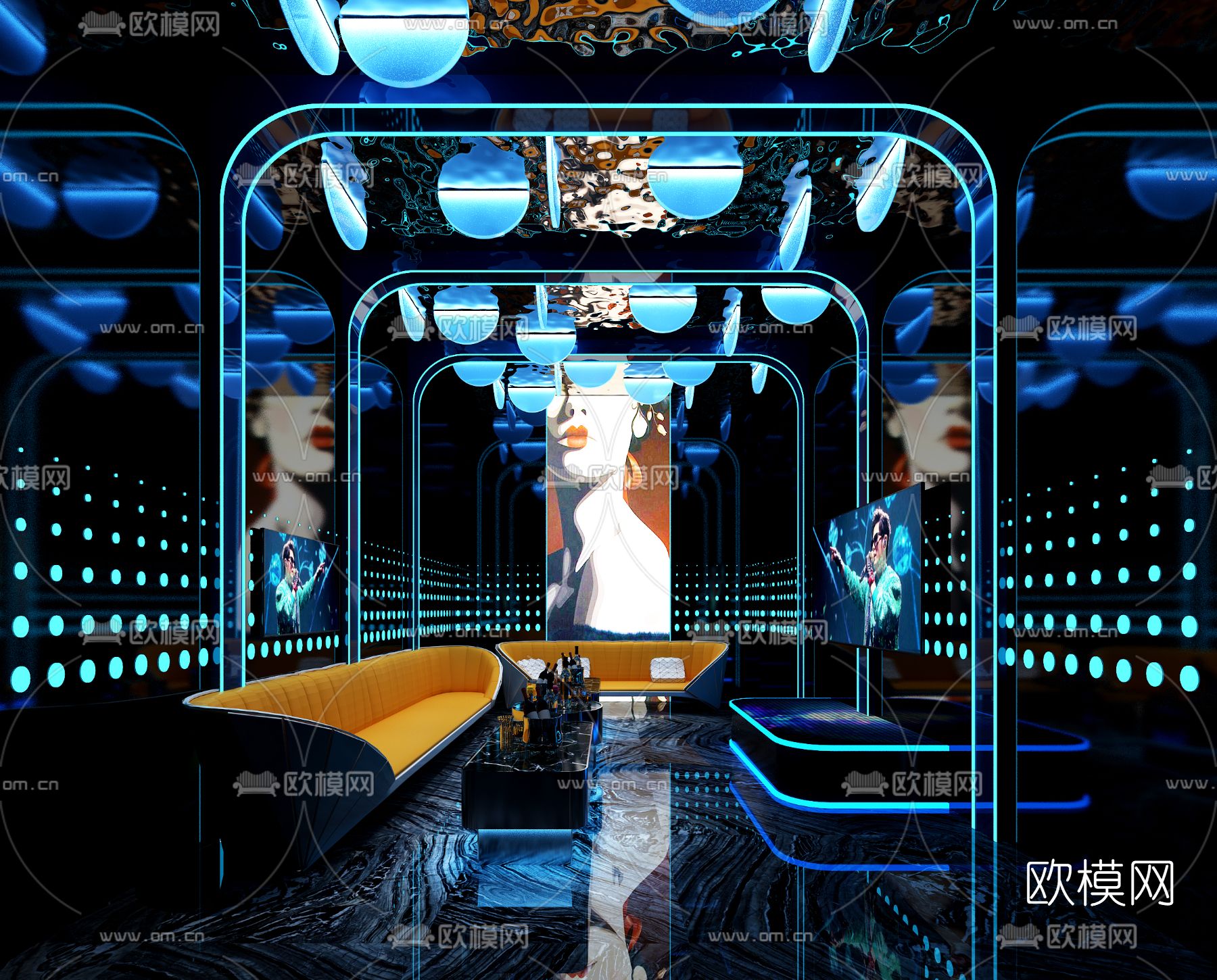 现代KTV包房免费3d模型下载