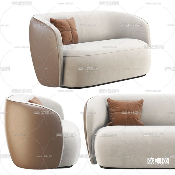 现代布艺双人沙发3d模型下载