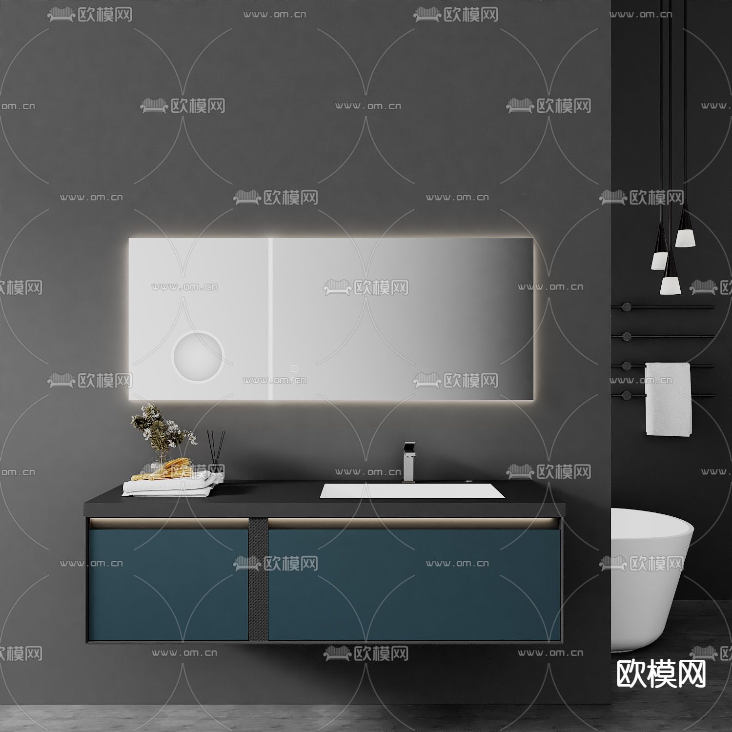 现代浴室柜洗手台3d模型下载